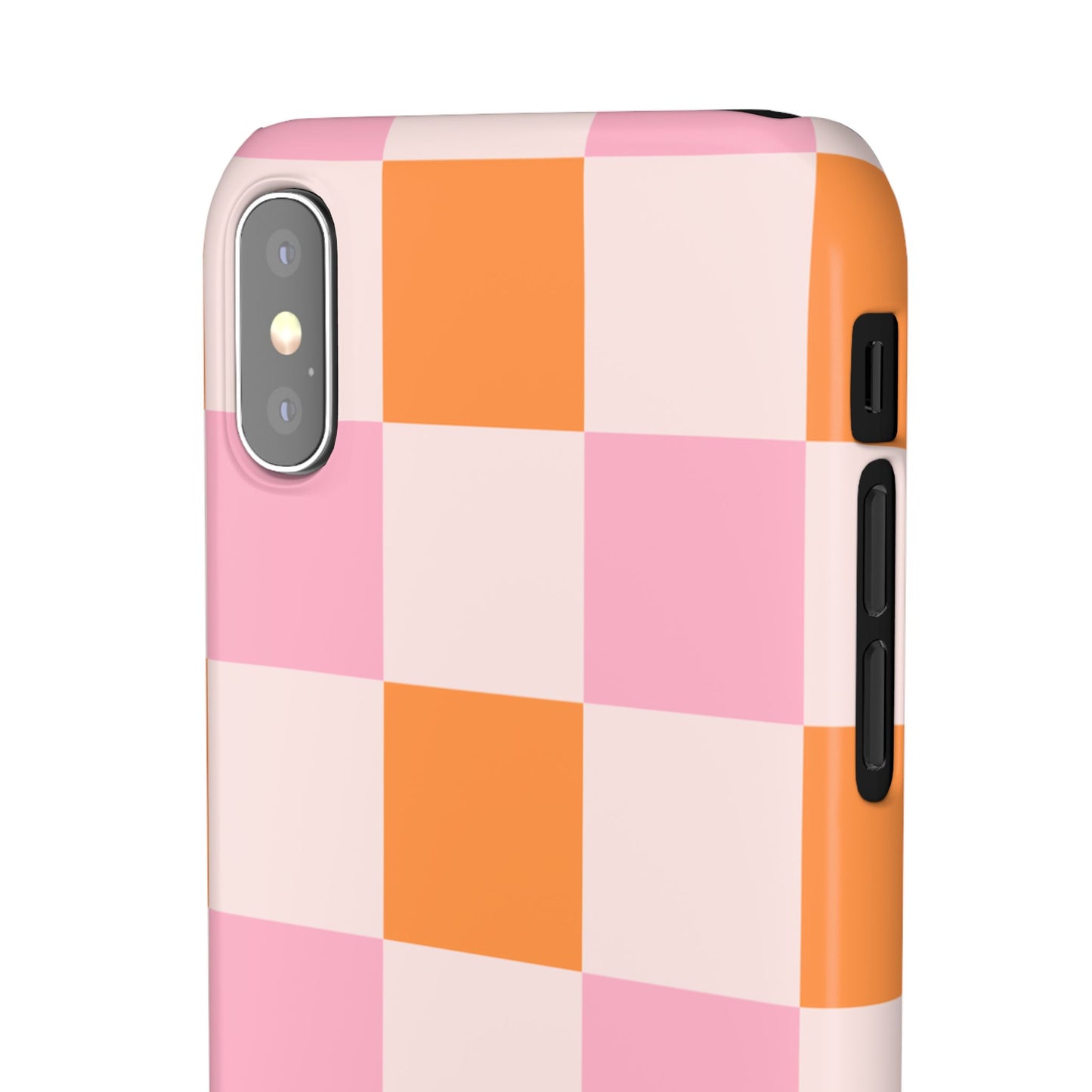 Peachy Case | Coque snap légère et résistante avec Design en Damier - Orange & Rose