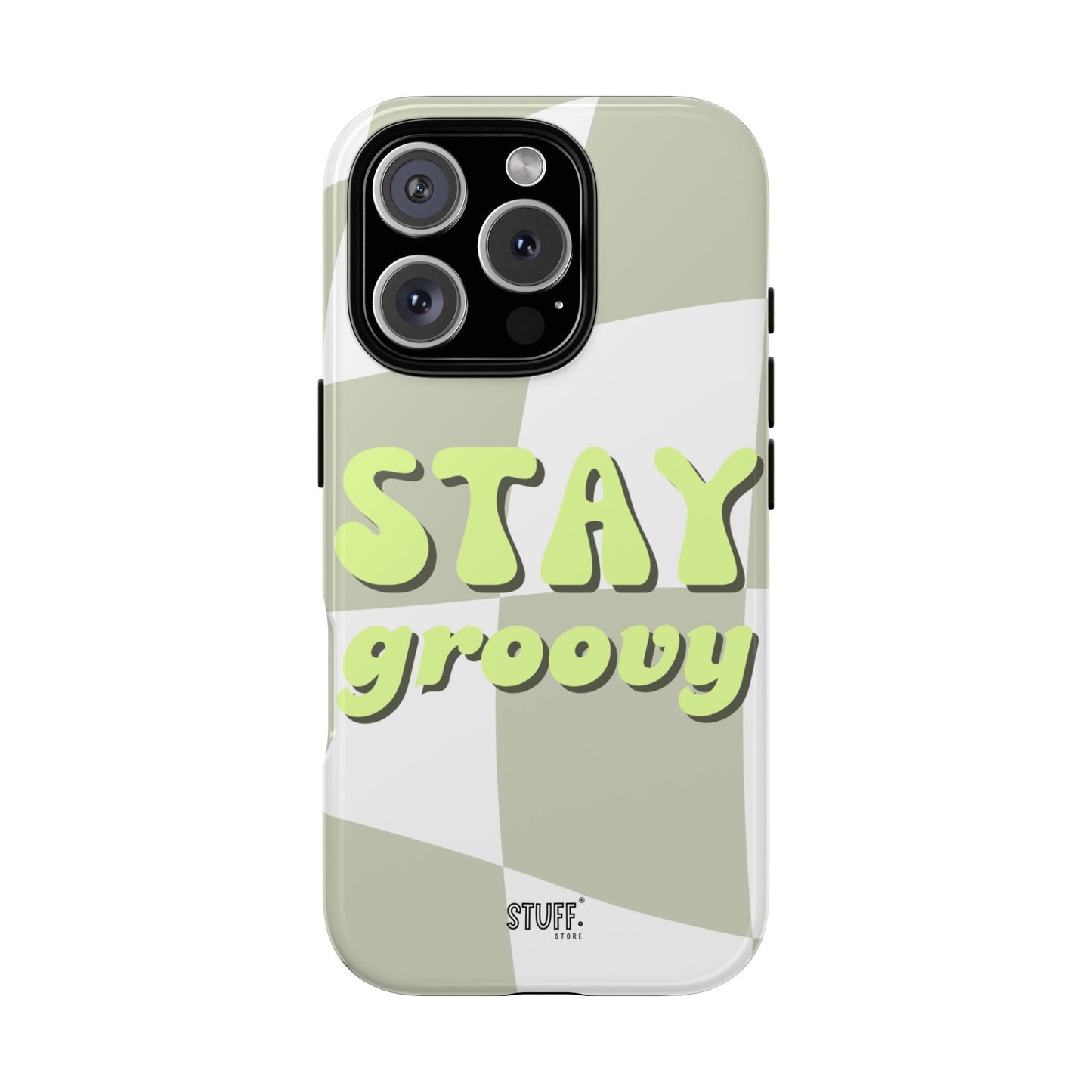 Groovy Case | Coque résistante double protection avec Design Rétro en Damier - Vert
