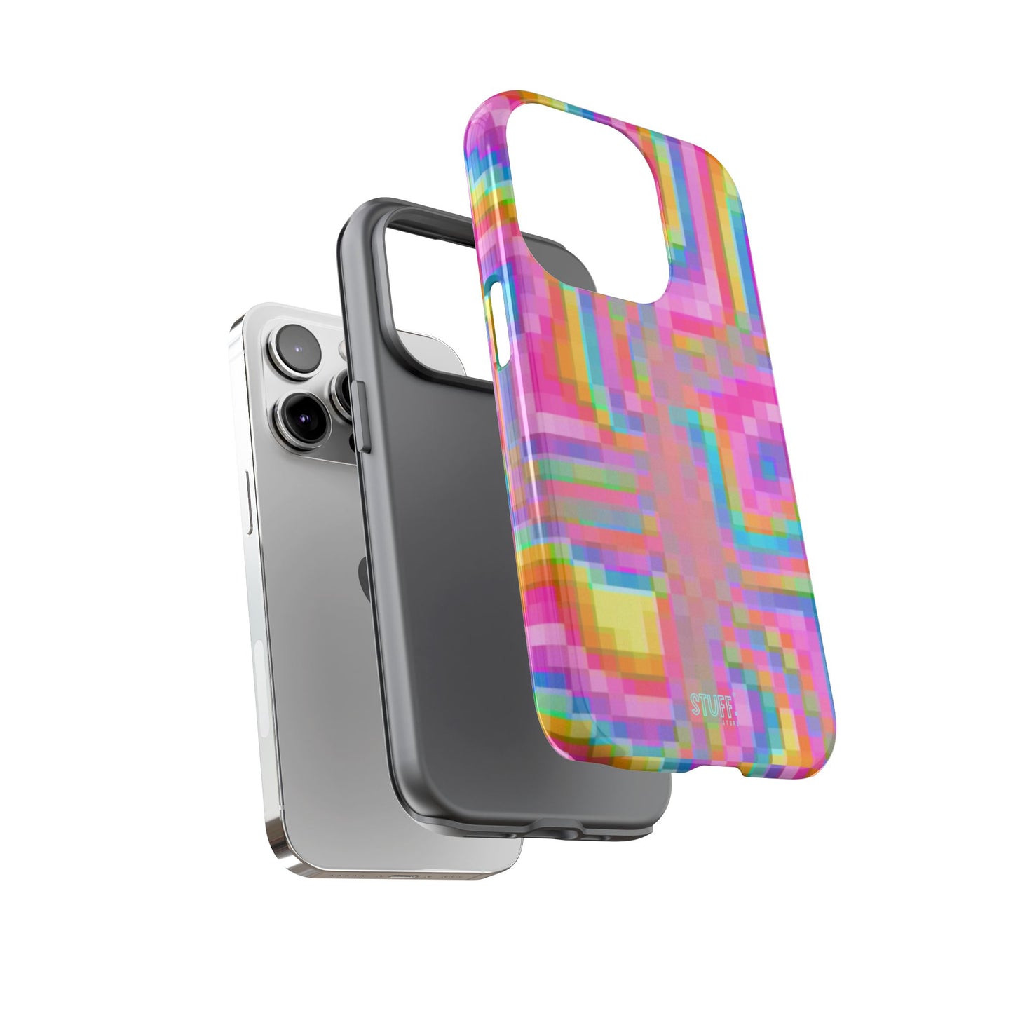 Pixel Case | Coque résistante double protection anti-choc - Motif pixels colorés