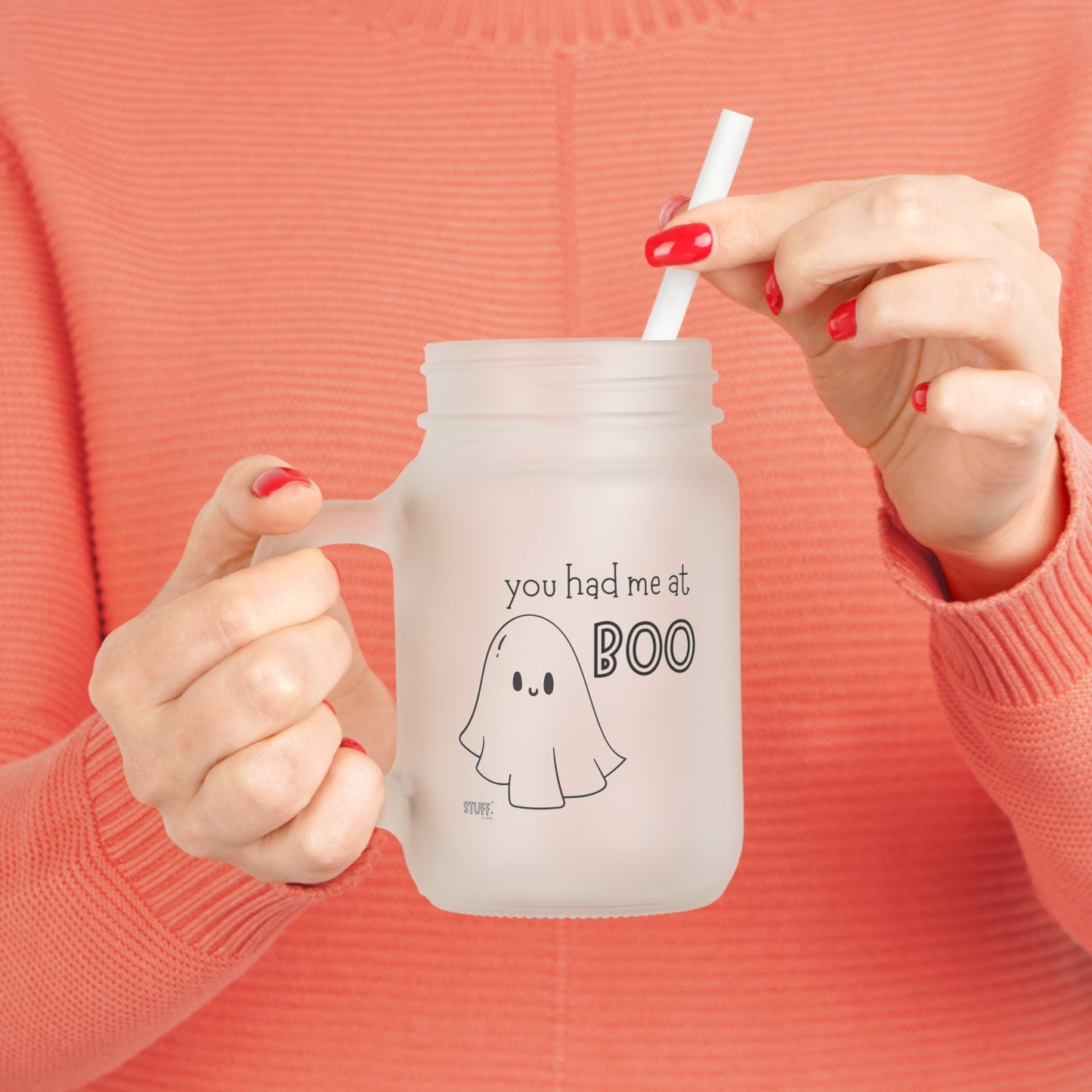 Boo Cup | Mug nomade en verre givré avec couvercle et paille – 350ml