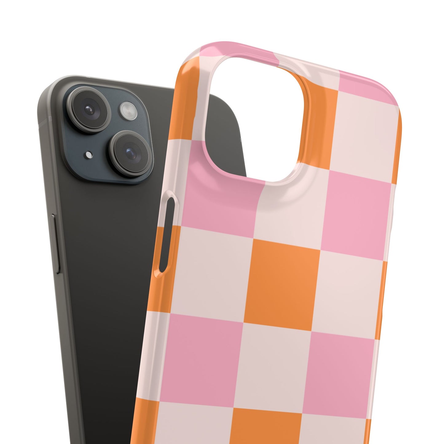 Peachy Case | Coque snap légère et résistante avec Design en Damier - Orange & Rose