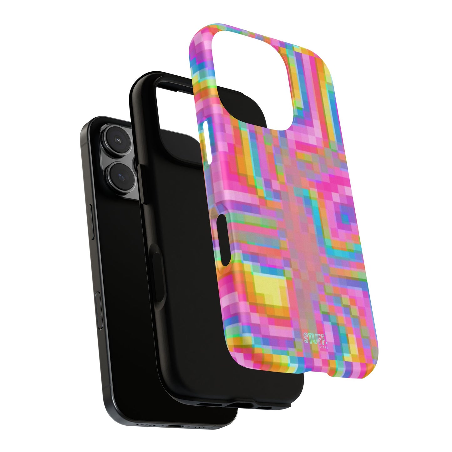 Pixel Case | Coque résistante double protection anti-choc - Motif pixels colorés