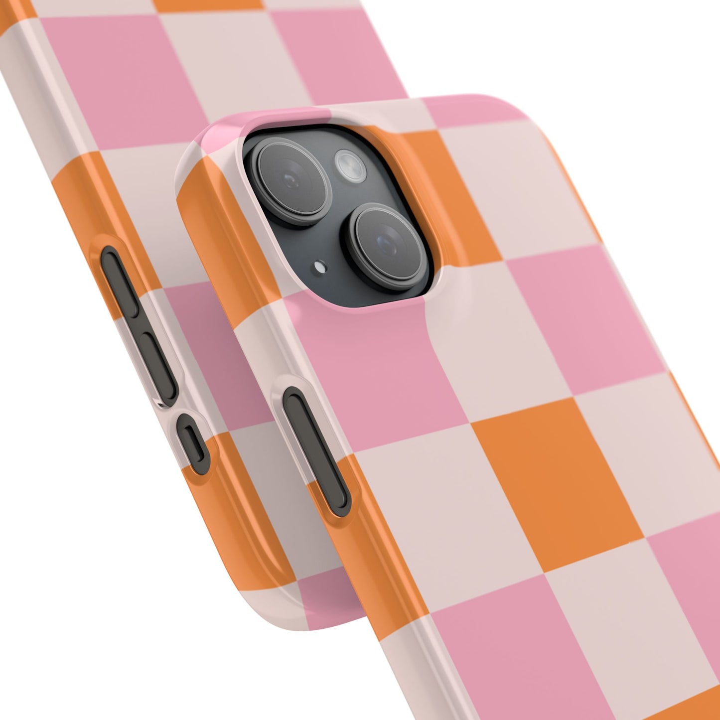 Peachy Case | Coque snap légère et résistante avec Design en Damier - Orange & Rose
