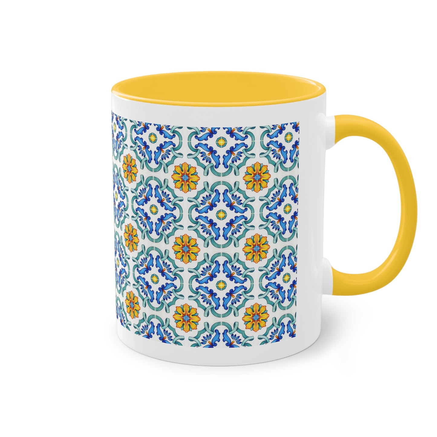 Azulejos Cup | Mug bicolore en céramique avec motif mosaïque méditerranéen – 330ml