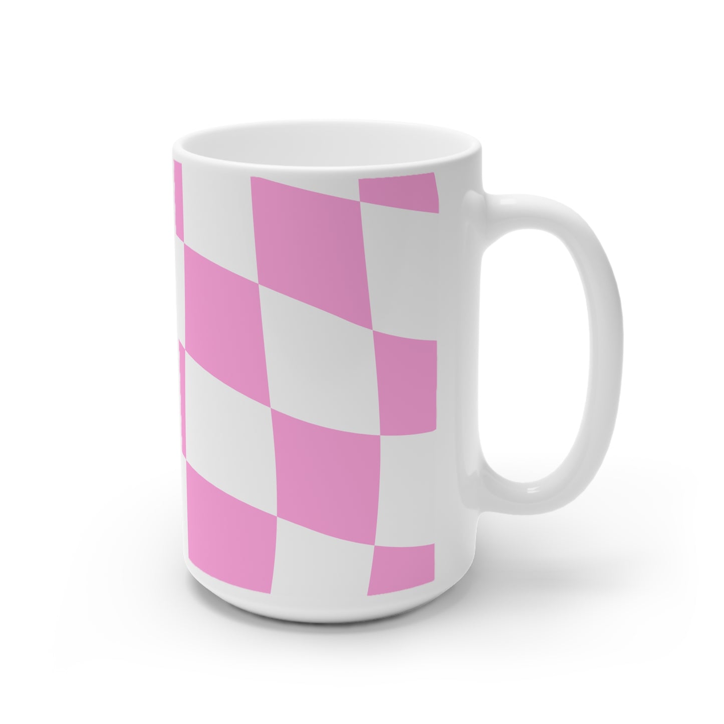 Pink Distortion Cup | Mug en céramique motif damier rose déformé – 330 ml / 440 ml