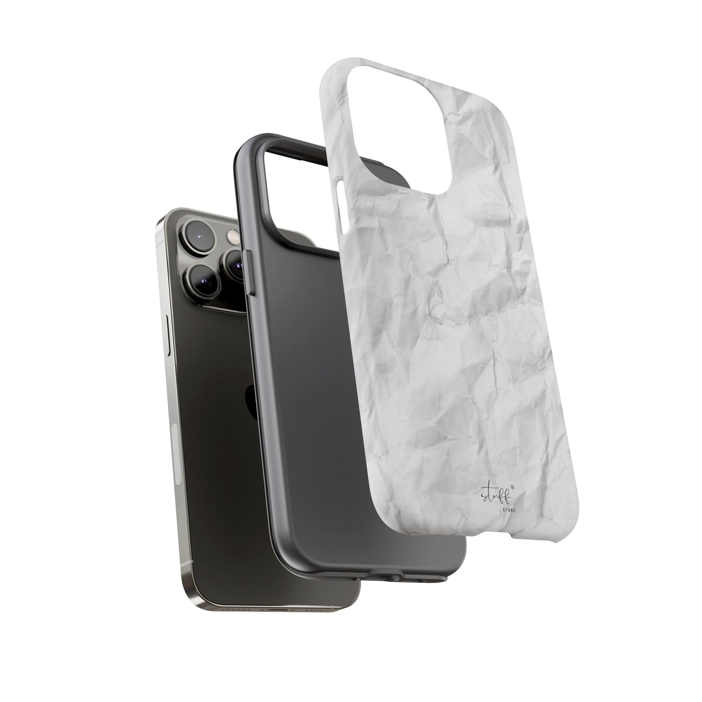 Crinkled Case | Coque résistante double protection anti-choc Effet Papier Froissé Mat
