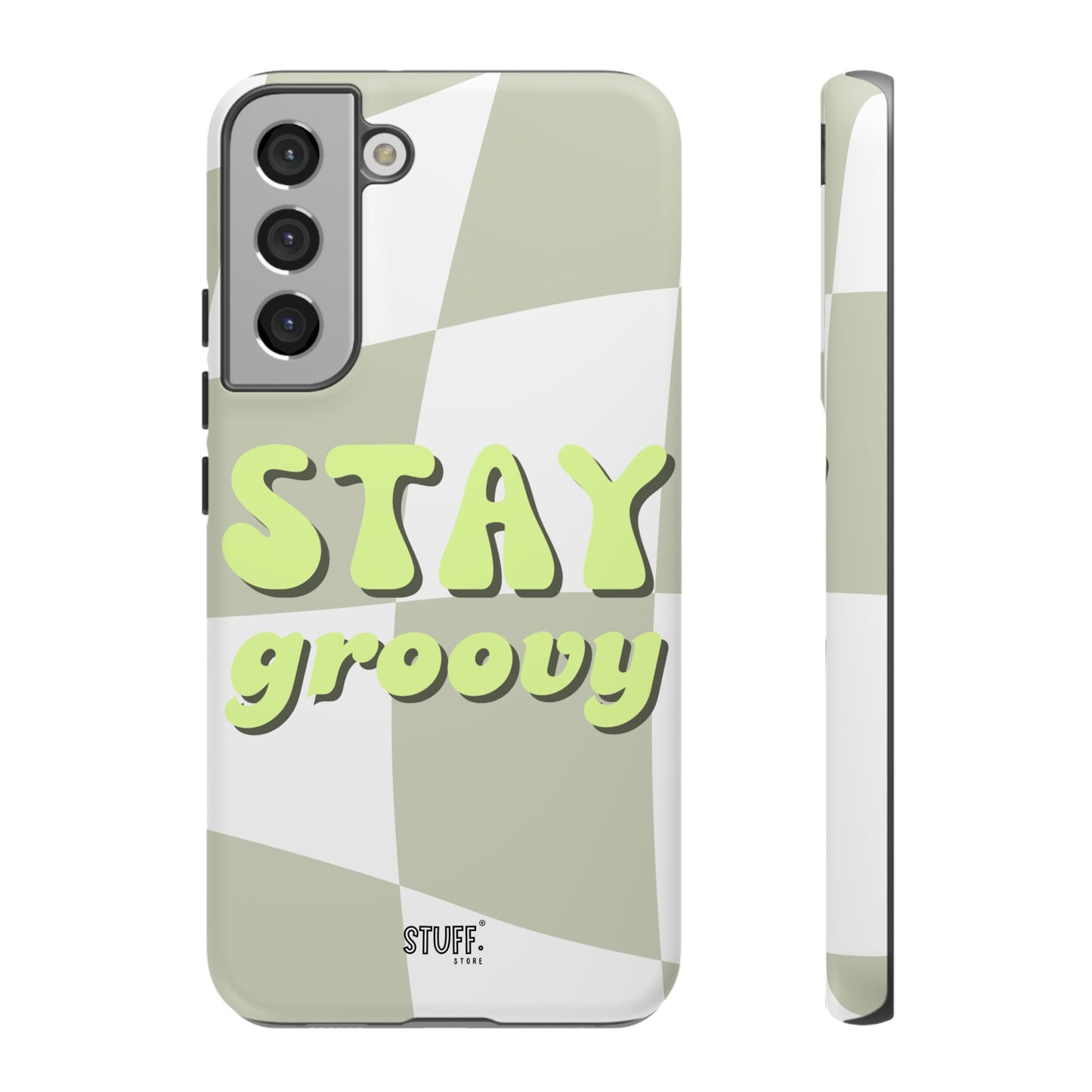 Groovy Case | Coque résistante double protection avec Design Rétro en Damier - Vert