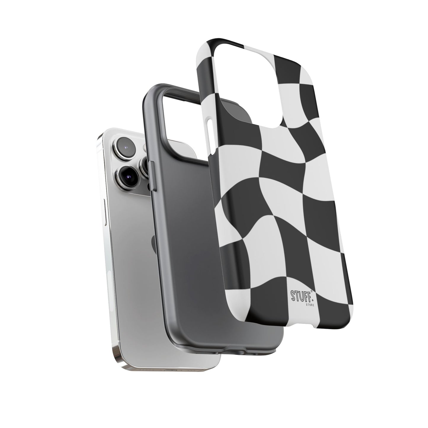 Checkers Case | Coque résistante double protection et Design en Damier déformé