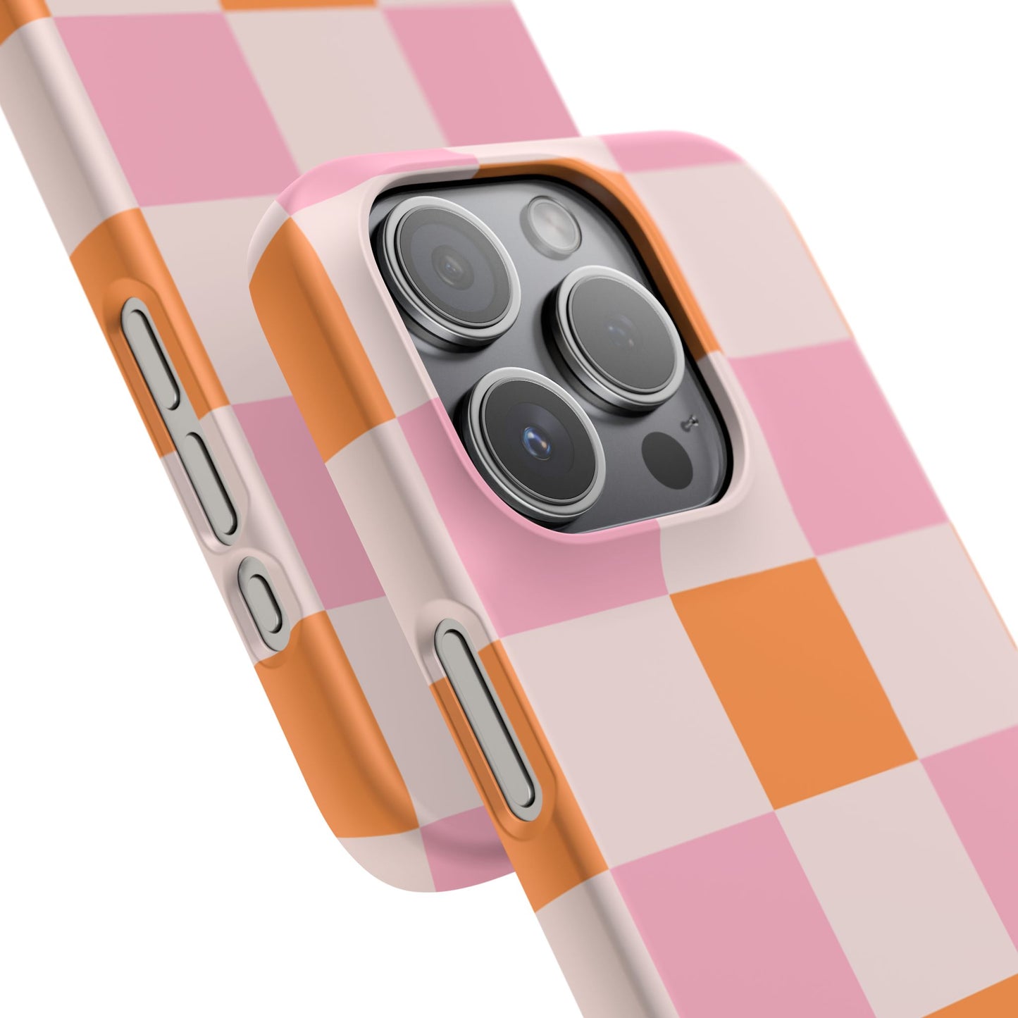 Peachy Case | Coque snap légère et résistante avec Design en Damier - Orange & Rose