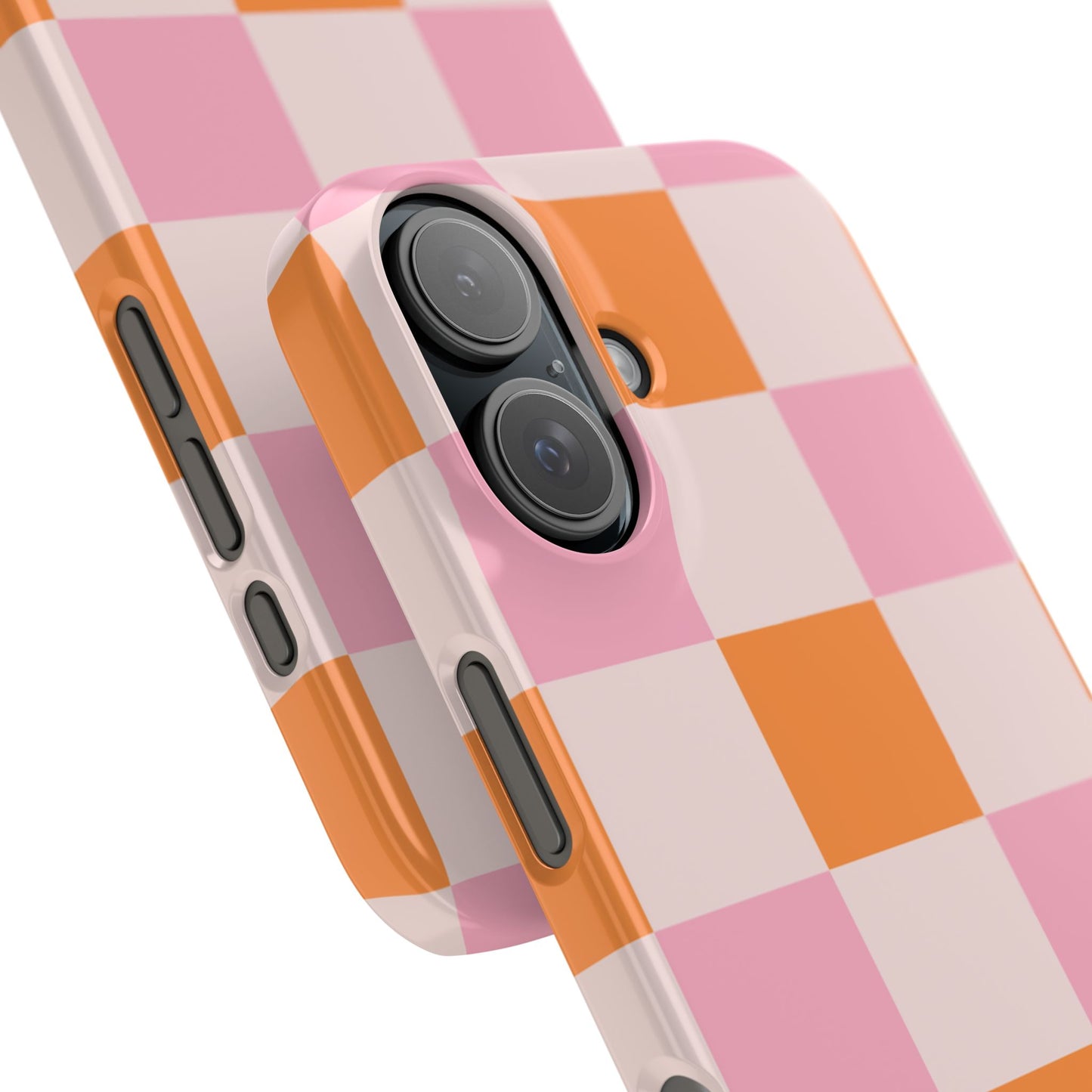 Peachy Case | Coque snap légère et résistante avec Design en Damier - Orange & Rose