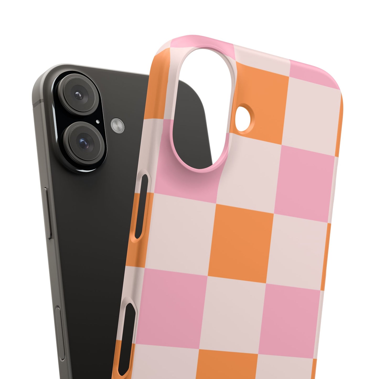 Peachy Case | Coque snap légère et résistante avec Design en Damier - Orange & Rose