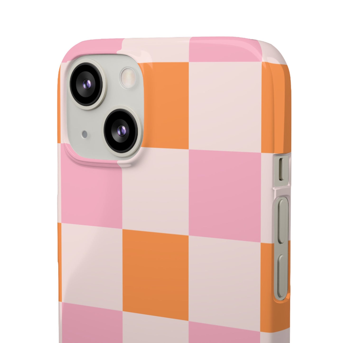 Peachy Case | Coque snap légère et résistante avec Design en Damier - Orange & Rose