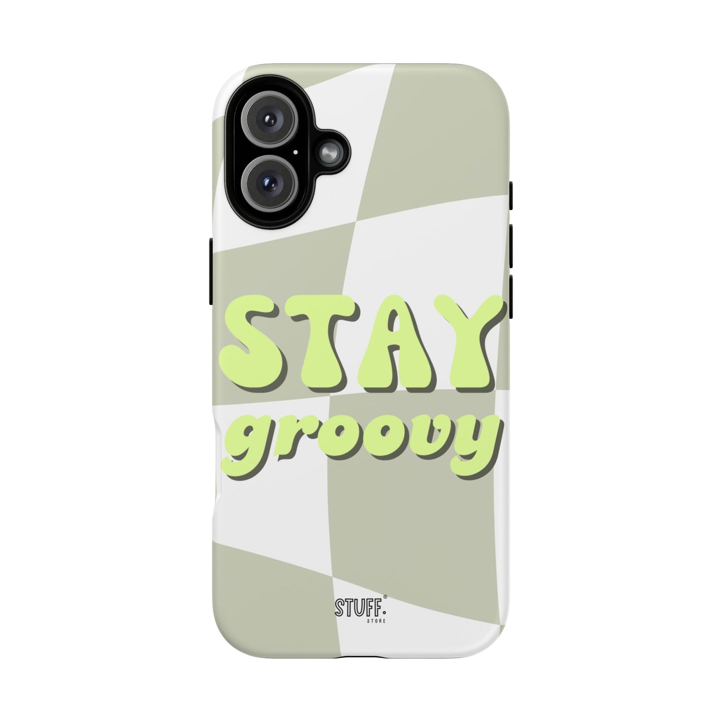 Groovy Case | Coque résistante double protection avec Design Rétro en Damier - Vert