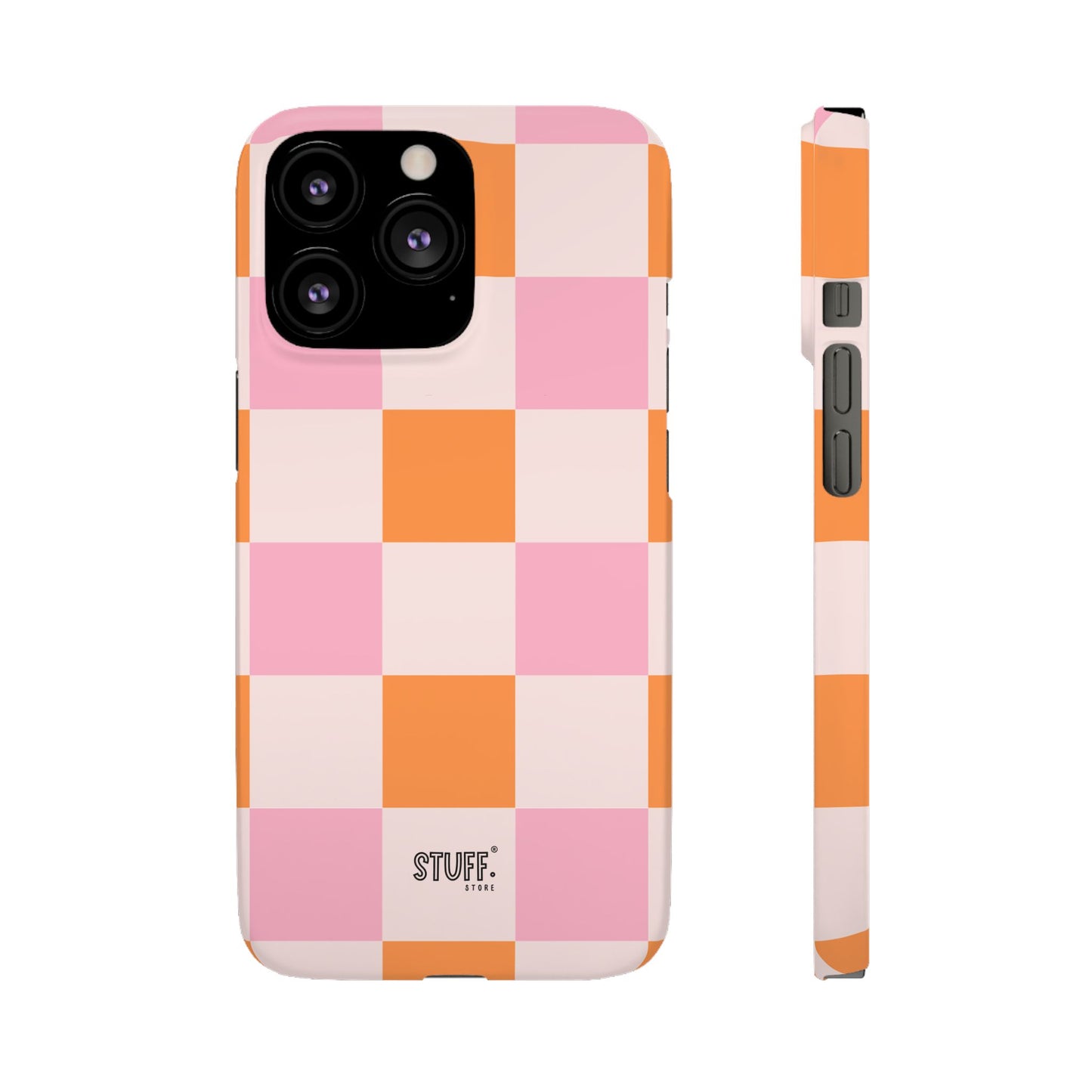 Peachy Case | Coque snap légère et résistante avec Design en Damier - Orange & Rose