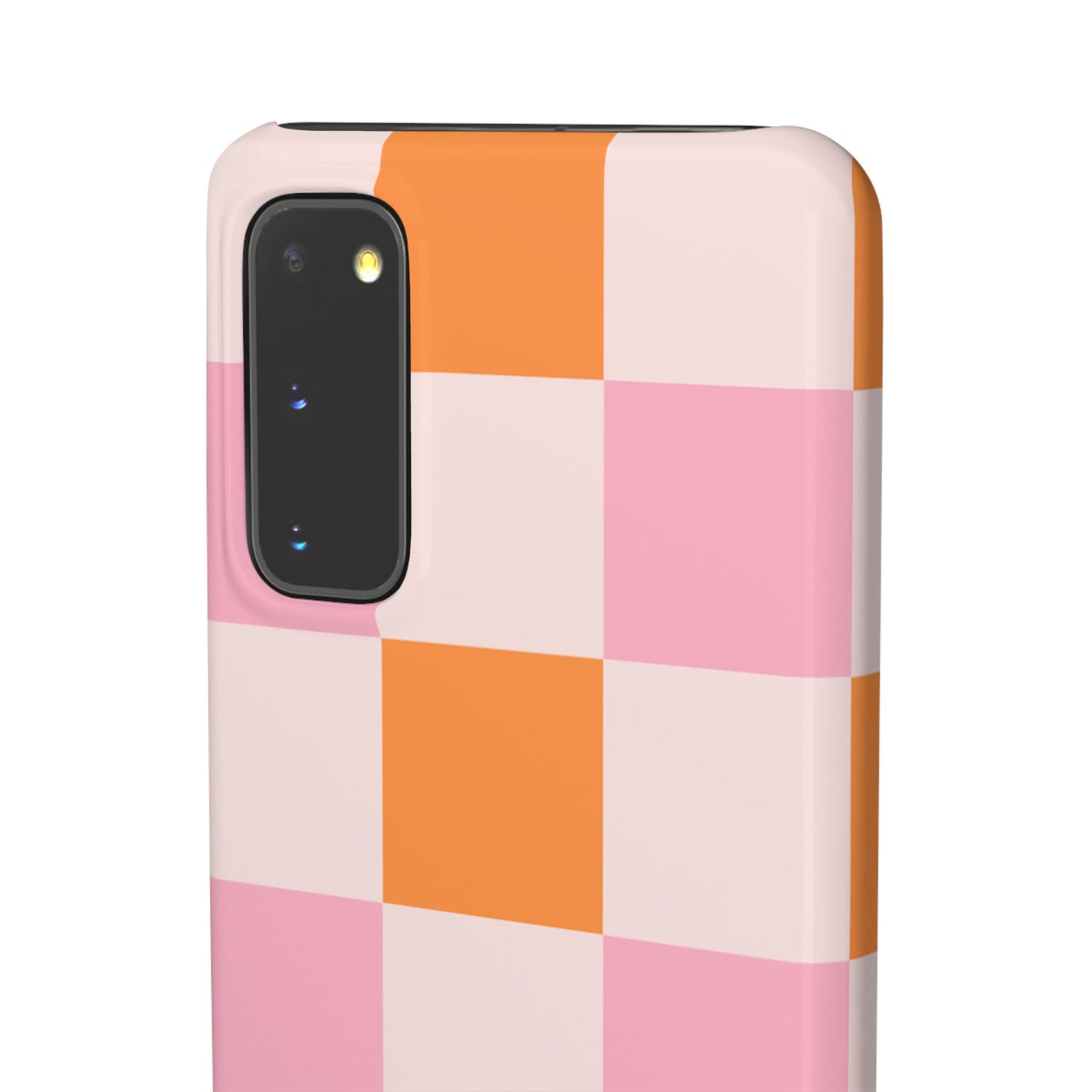 Peachy Case | Coque snap légère et résistante avec Design en Damier - Orange & Rose