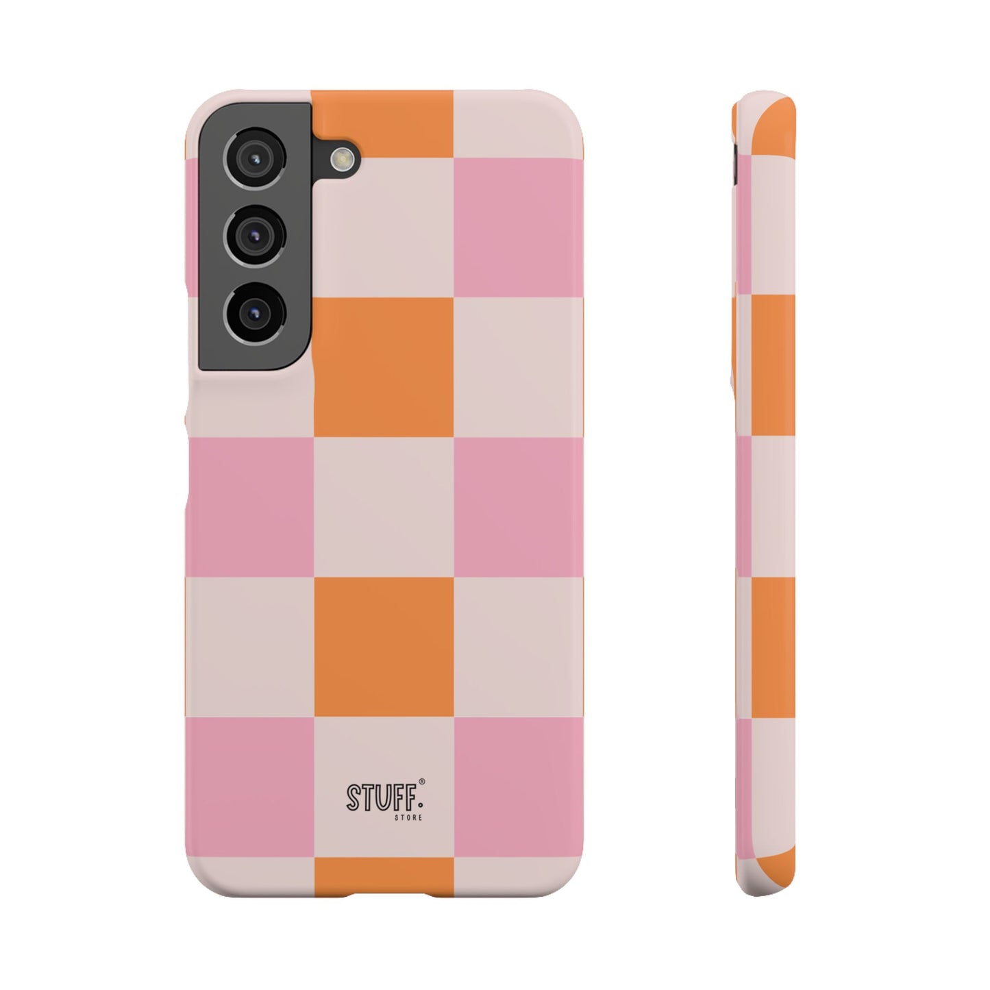 Peachy Case | Coque snap légère et résistante avec Design en Damier - Orange & Rose