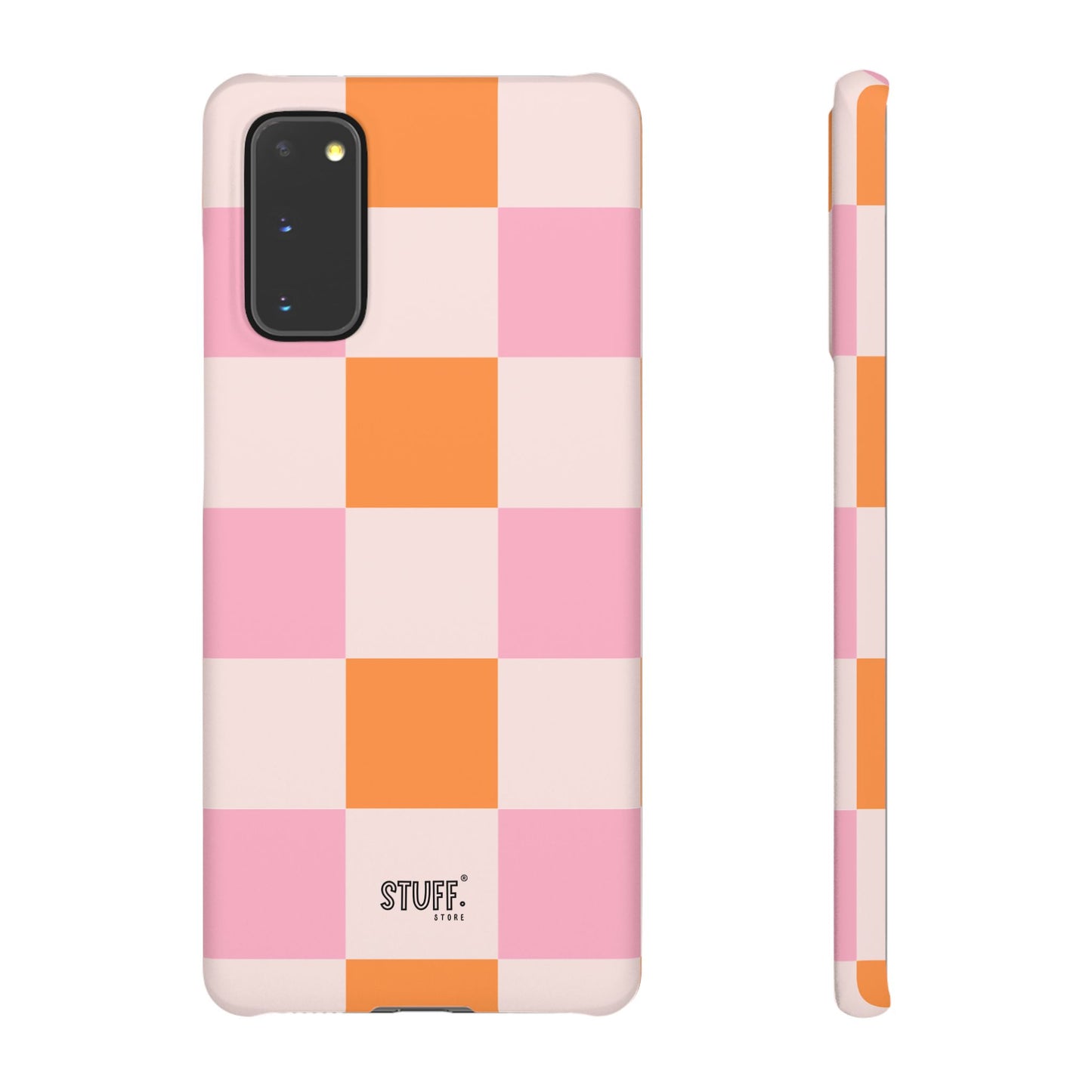 Peachy Case | Coque snap légère et résistante avec Design en Damier - Orange & Rose