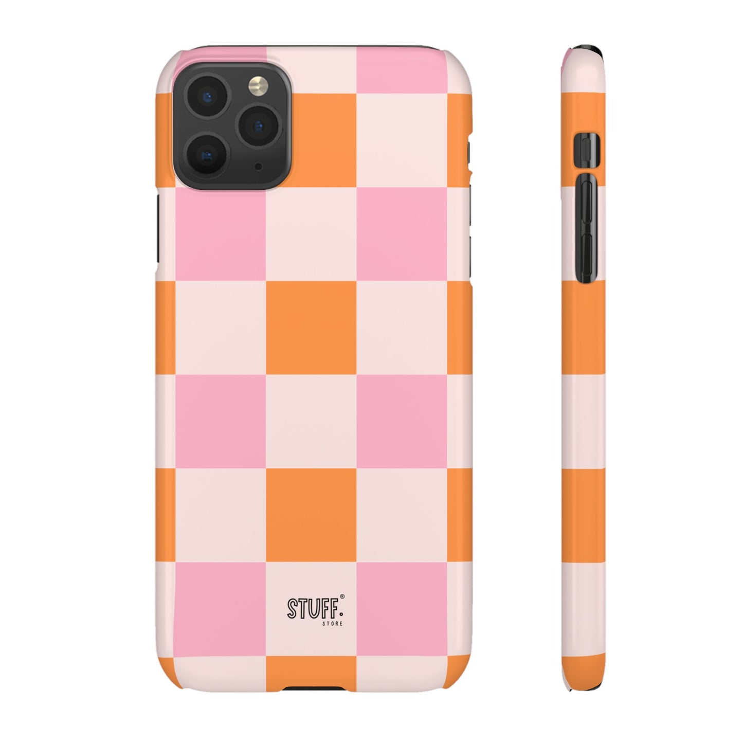 Peachy Case | Coque snap légère et résistante avec Design en Damier - Orange & Rose