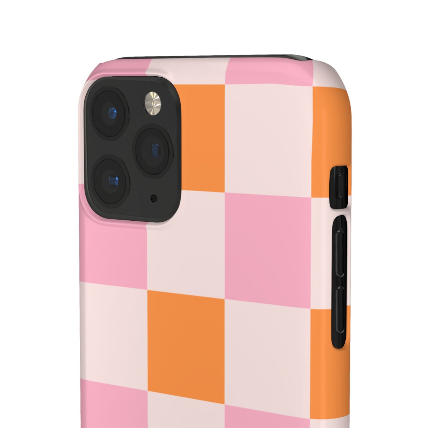 Peachy Case | Coque snap légère et résistante avec Design en Damier - Orange & Rose