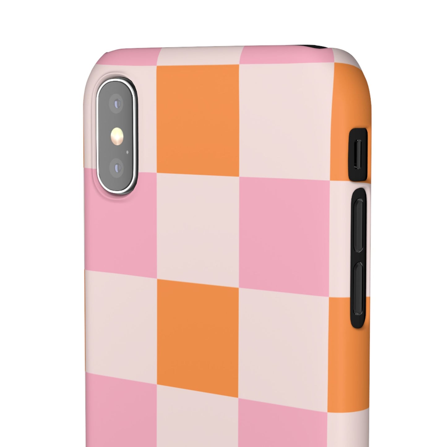 Peachy Case | Coque snap légère et résistante avec Design en Damier - Orange & Rose