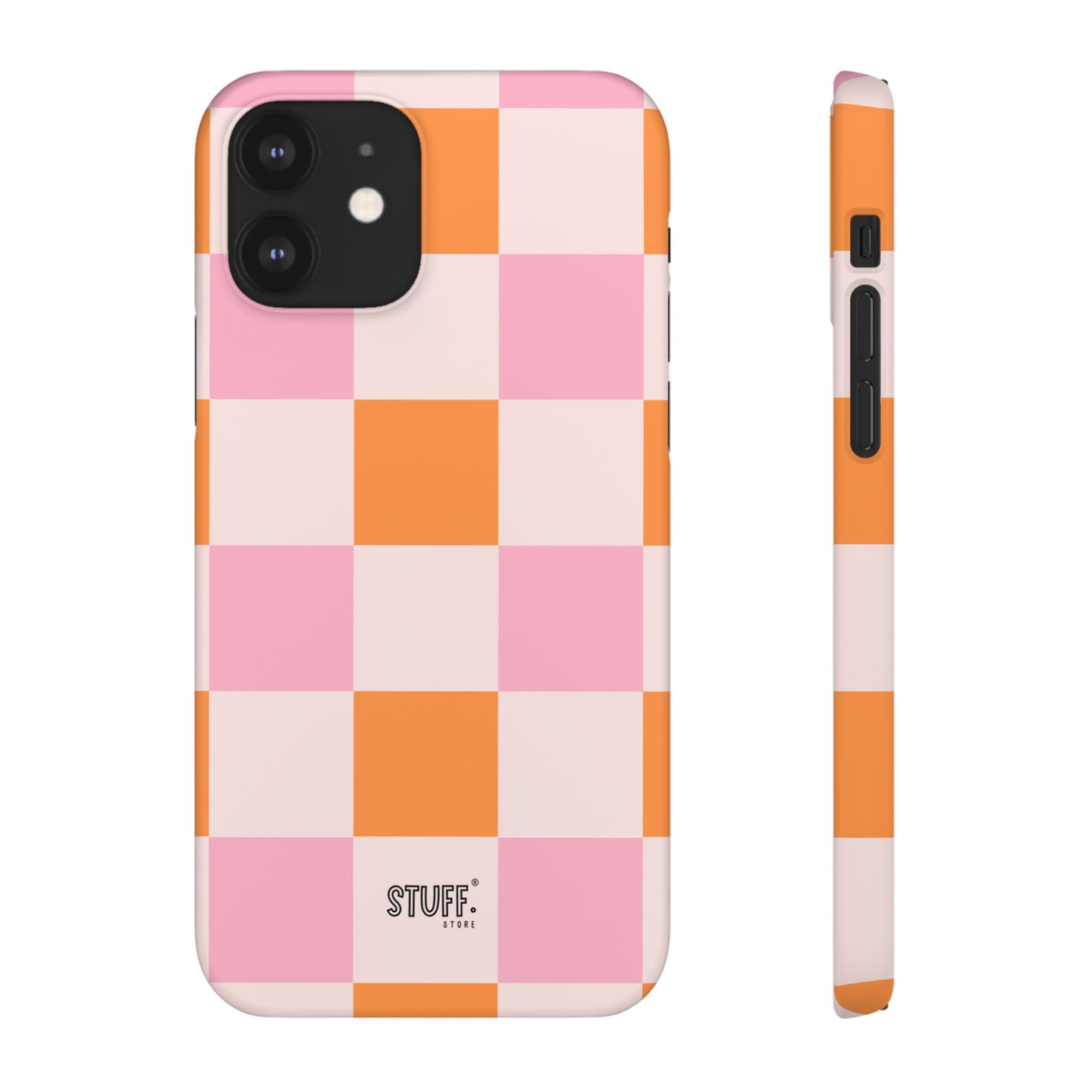 Peachy Case | Coque snap légère et résistante avec Design en Damier - Orange & Rose