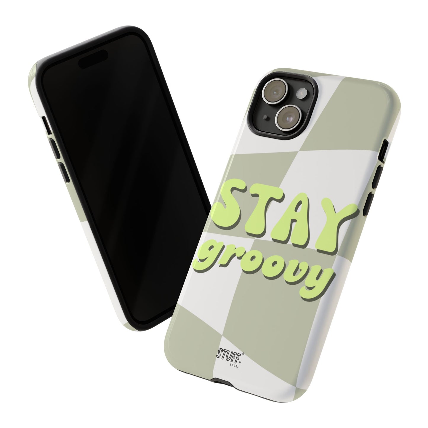 Groovy Case | Coque résistante double protection avec Design Rétro en Damier - Vert