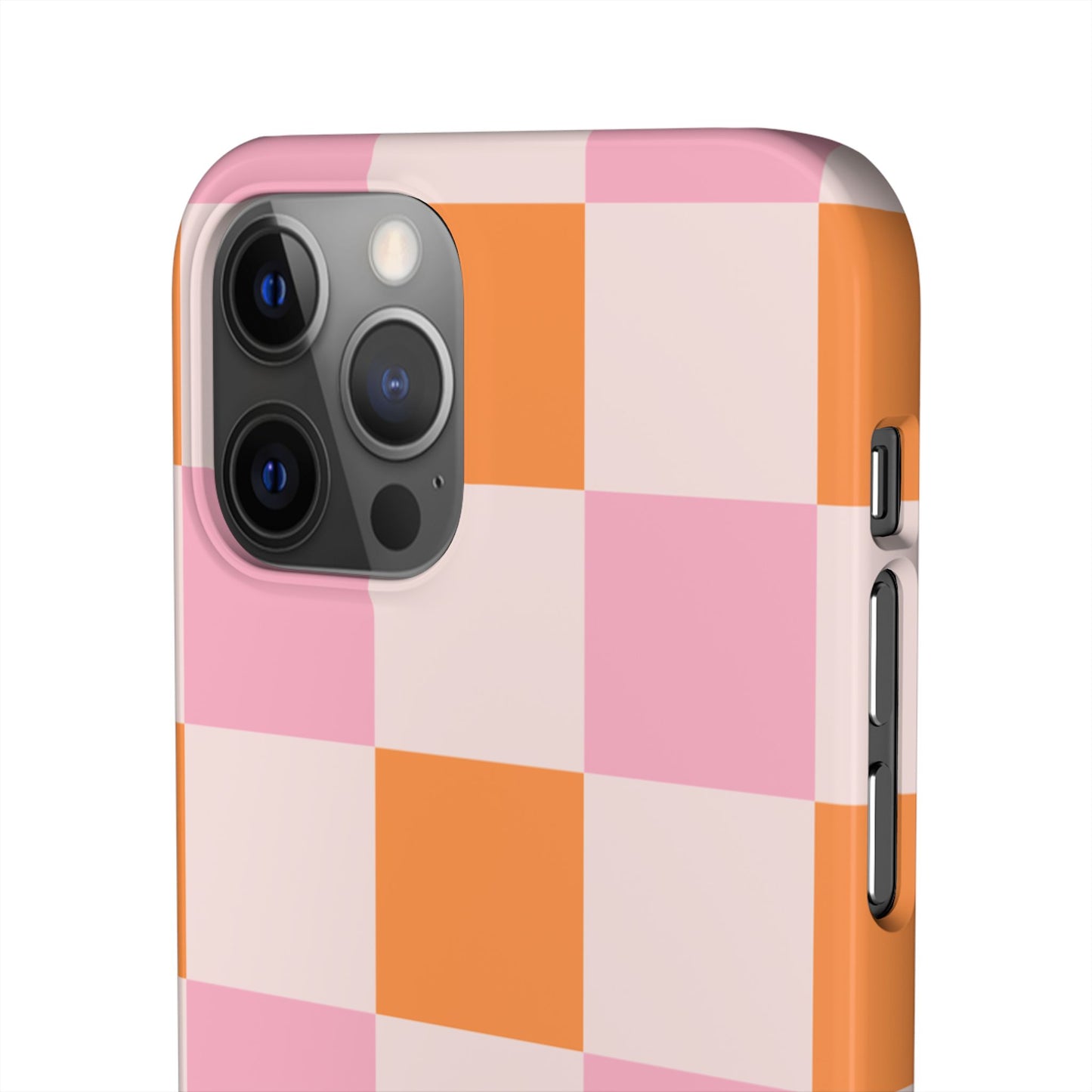 Peachy Case | Coque snap légère et résistante avec Design en Damier - Orange & Rose