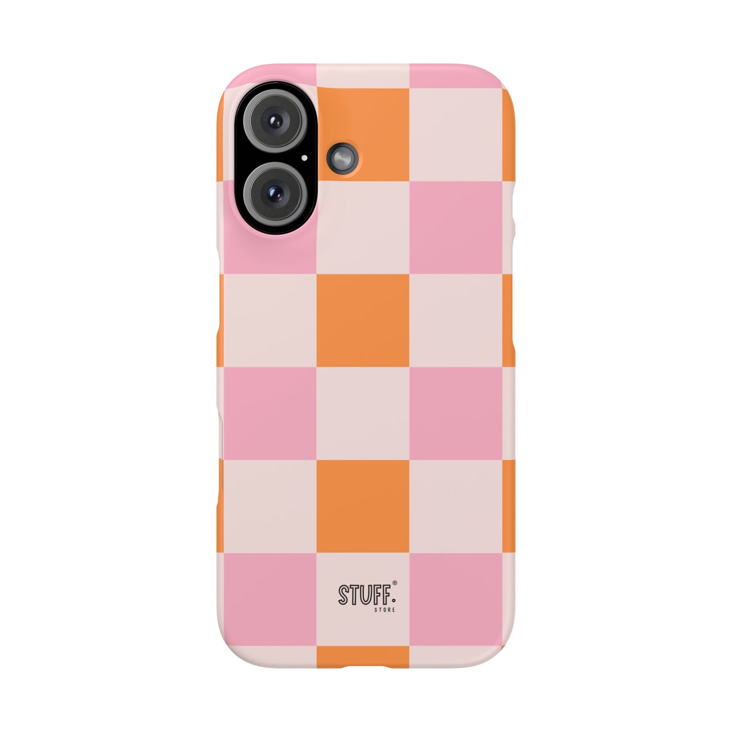 Peachy Case | Coque snap légère et résistante avec Design en Damier - Orange & Rose