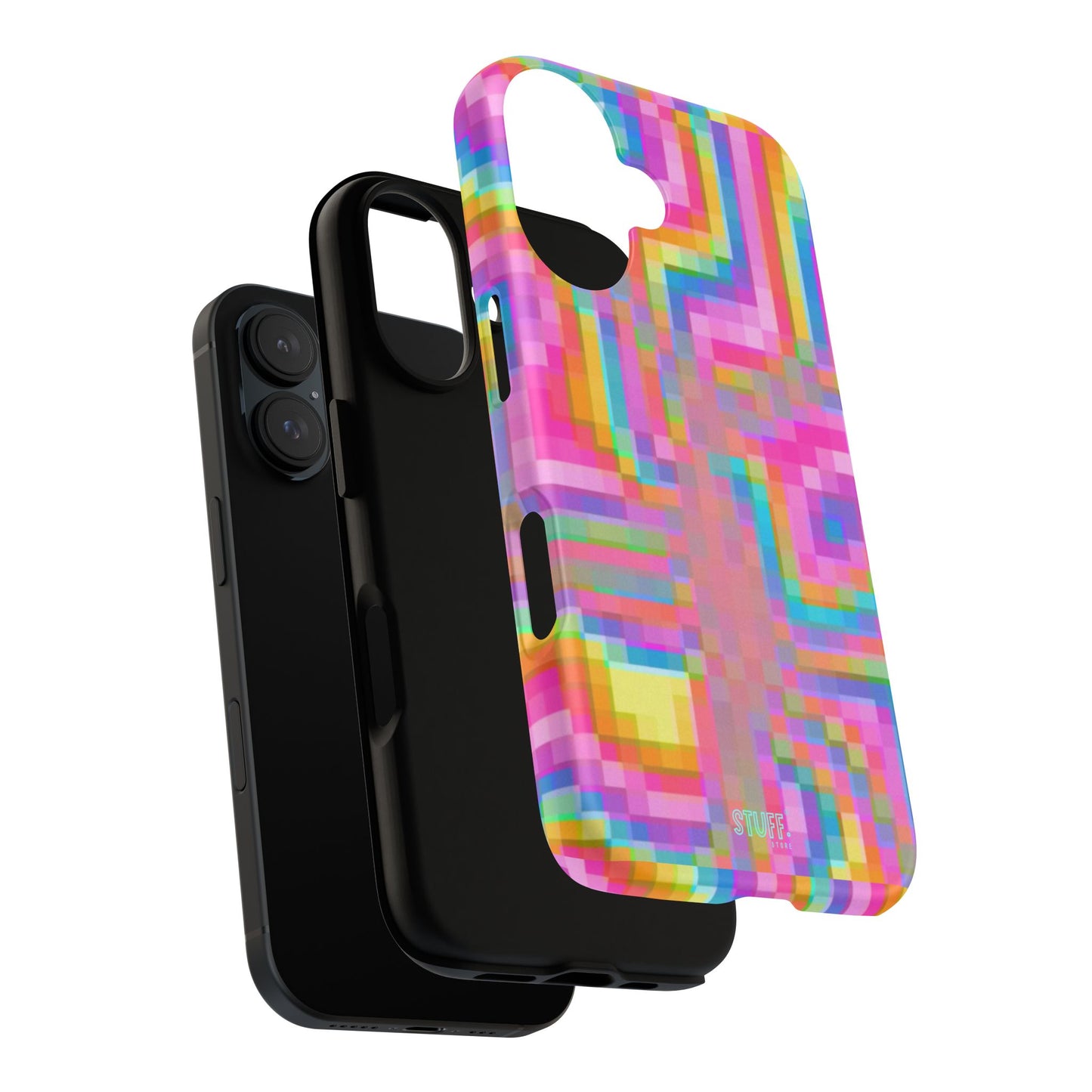 Pixel Case | Coque résistante double protection anti-choc - Motif pixels colorés