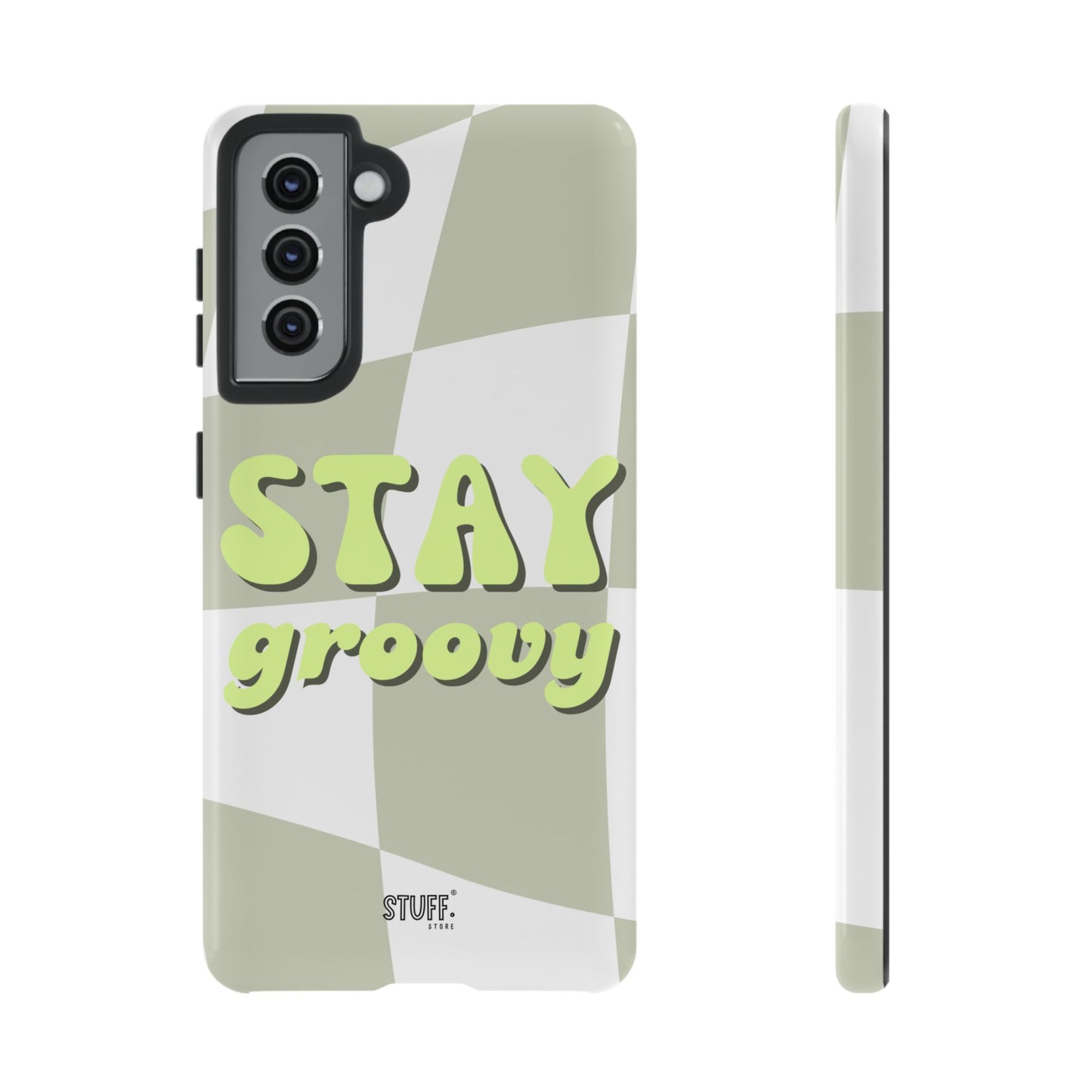 Groovy Case | Coque résistante double protection avec Design Rétro en Damier - Vert