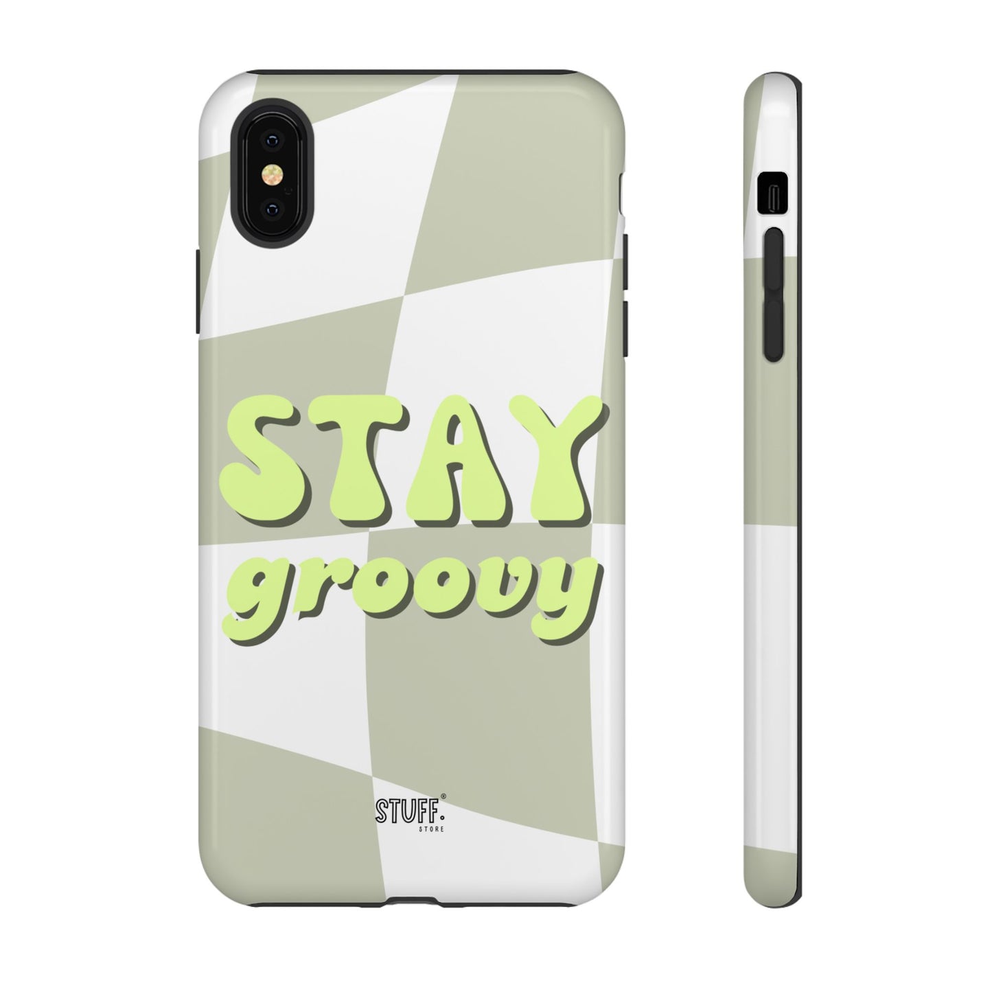 Groovy Case | Coque résistante double protection avec Design Rétro en Damier - Vert