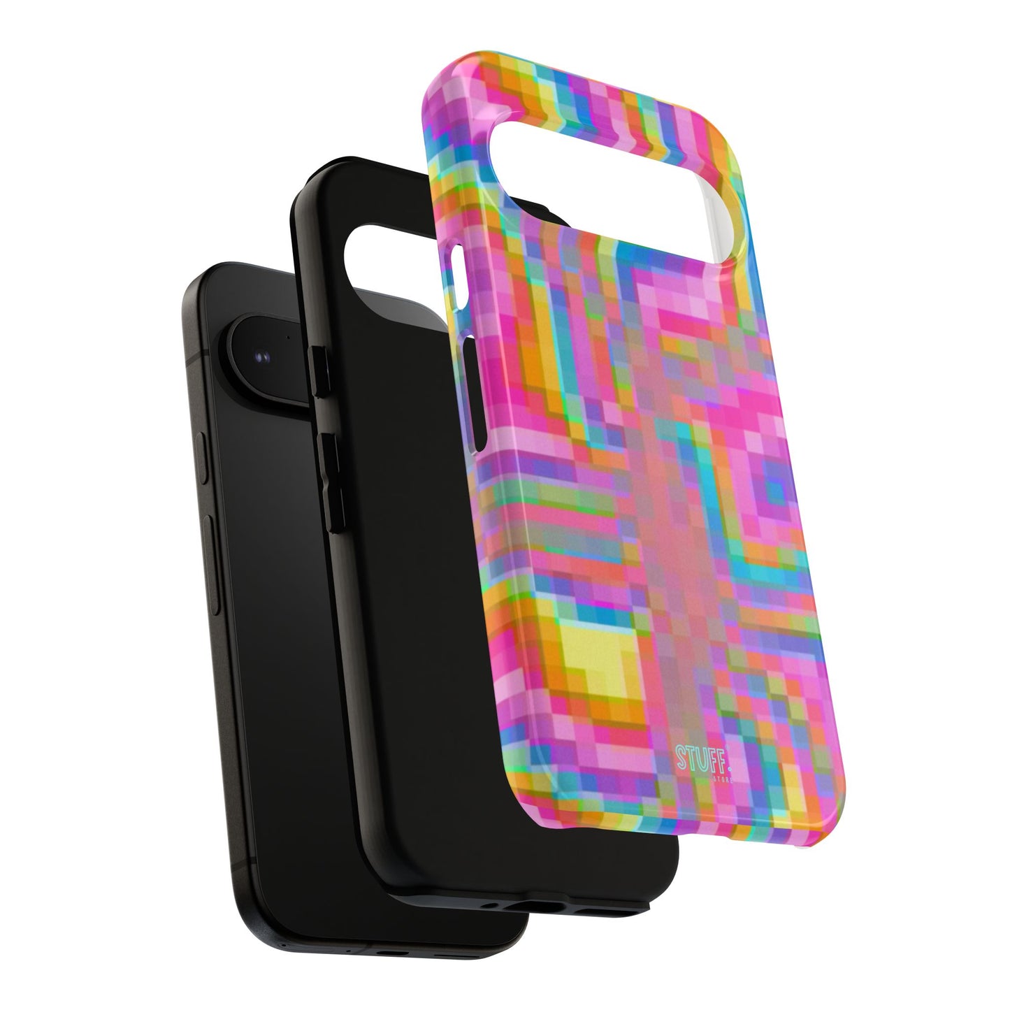 Pixel Case | Coque résistante double protection anti-choc - Motif pixels colorés
