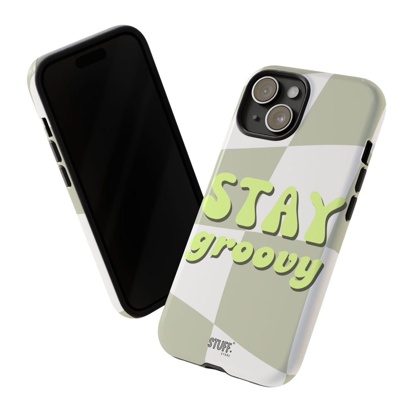 Groovy Case | Coque résistante double protection avec Design Rétro en Damier - Vert