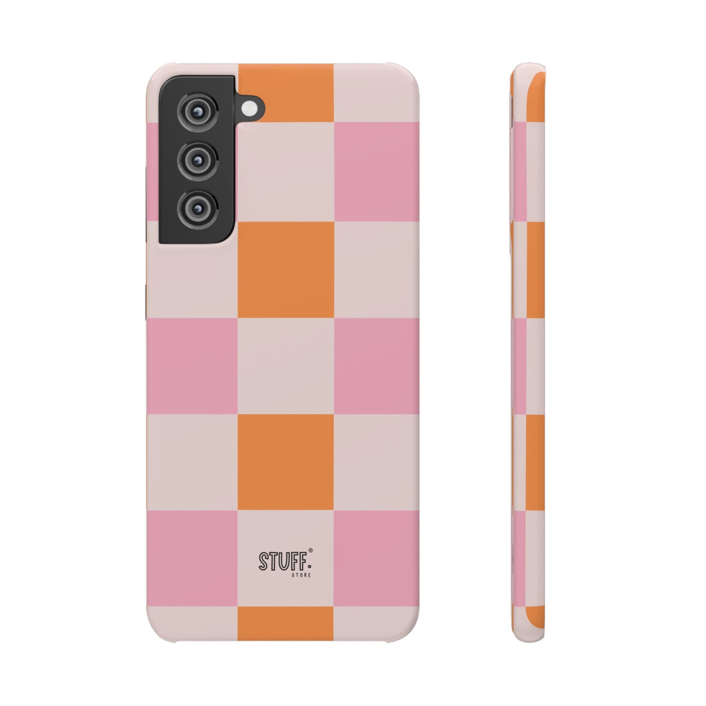 Peachy Case | Coque snap légère et résistante avec Design en Damier - Orange & Rose