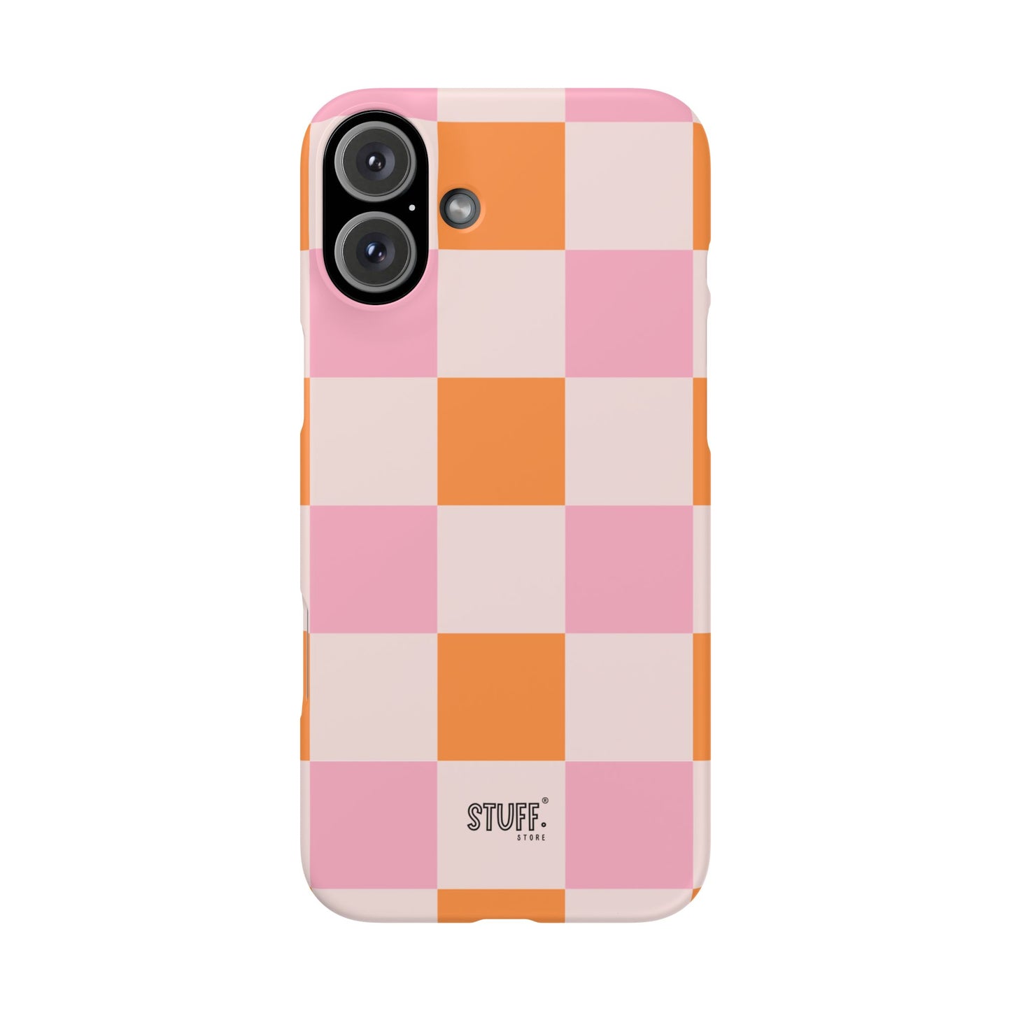 Peachy Case | Coque snap légère et résistante avec Design en Damier - Orange & Rose