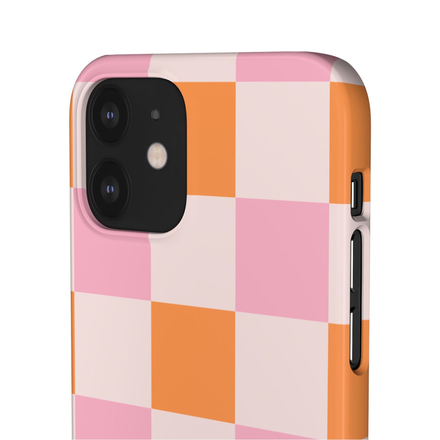 Peachy Case | Coque snap légère et résistante avec Design en Damier - Orange & Rose