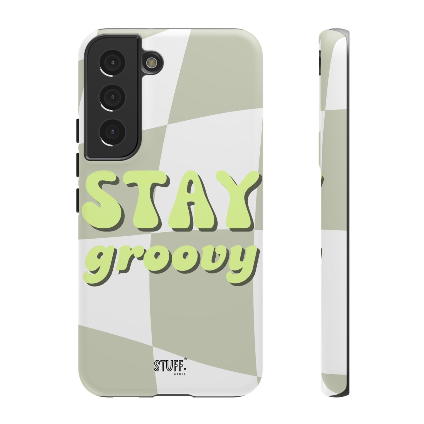 Groovy Case | Coque résistante double protection avec Design Rétro en Damier - Vert