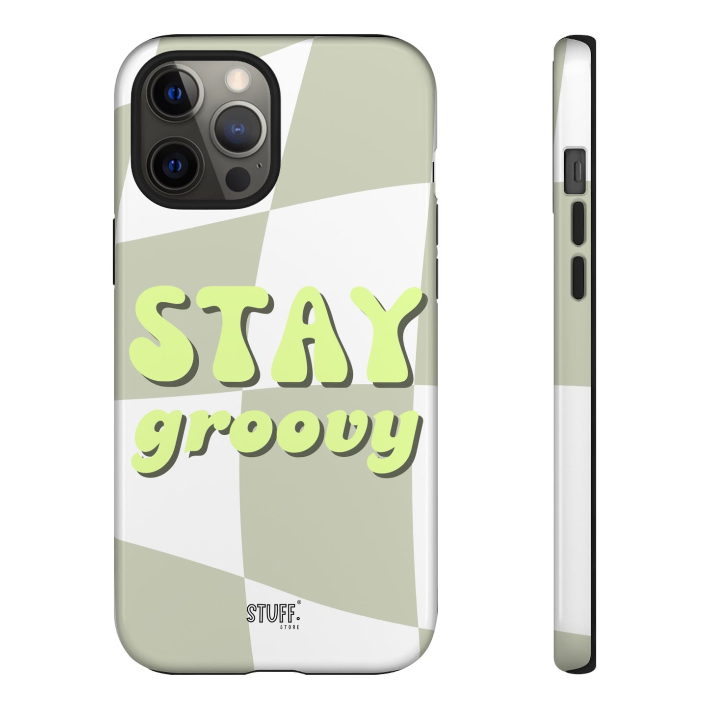 Groovy Case | Coque résistante double protection avec Design Rétro en Damier - Vert