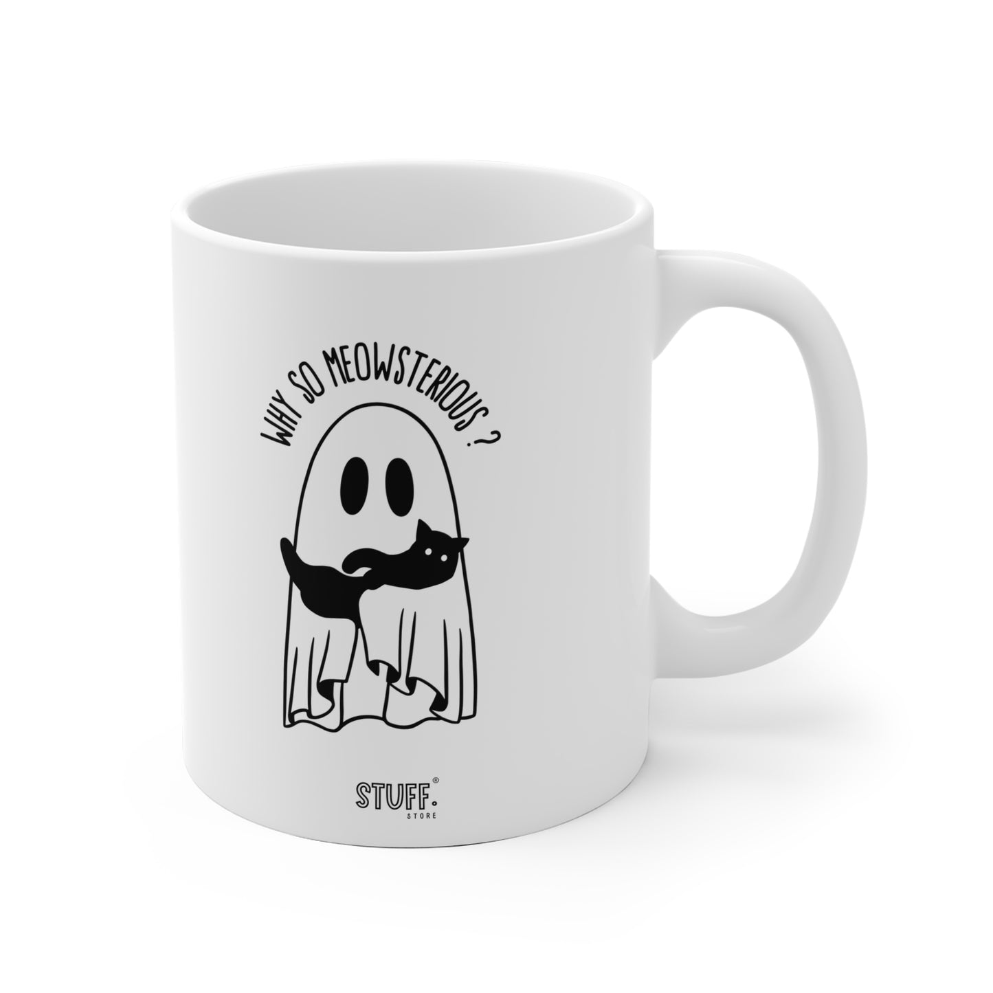 Meowsterious Cup | Mug en céramique avec design chat noir & Halloween mystique – 330 ml / 440 ml