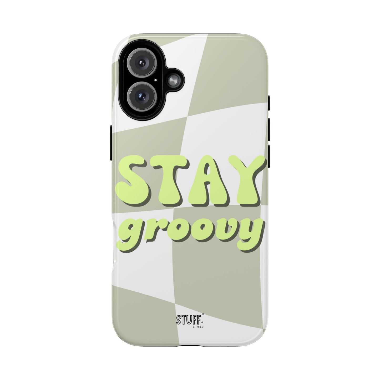 Groovy Case | Coque résistante double protection avec Design Rétro en Damier - Vert