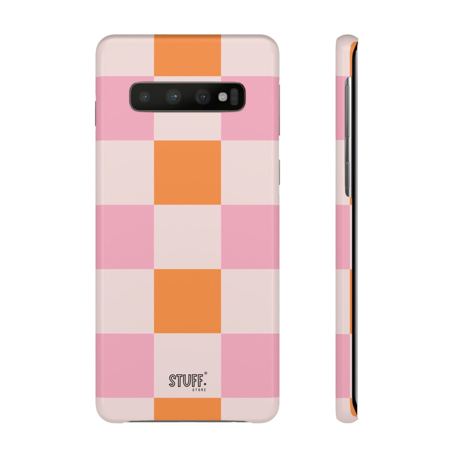 Peachy Case | Coque snap légère et résistante avec Design en Damier - Orange & Rose