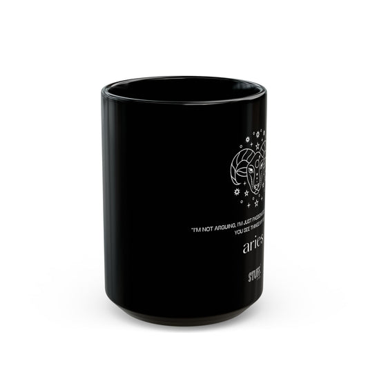 Bélier | Mug noir en céramique avec signe astrologique et phrase drôle – 330ml / 440ml