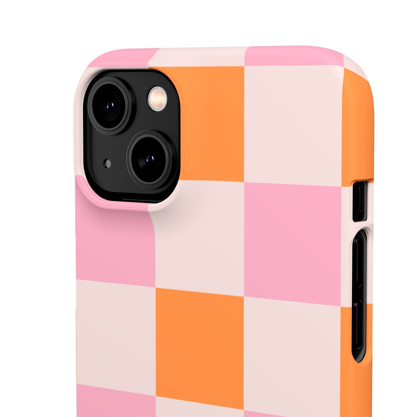Peachy Case | Coque snap légère et résistante avec Design en Damier - Orange & Rose