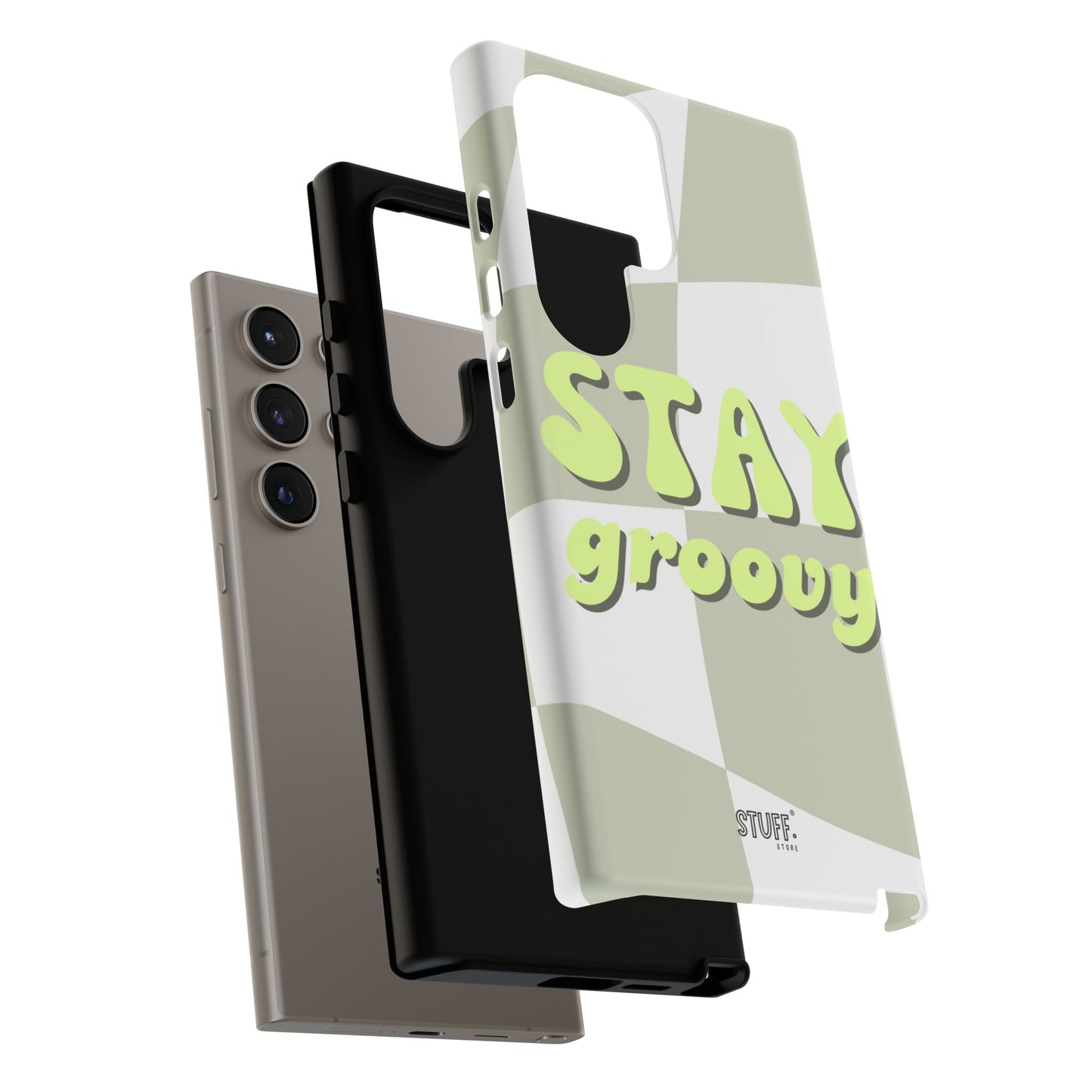 Groovy Case | Coque résistante double protection avec Design Rétro en Damier - Vert