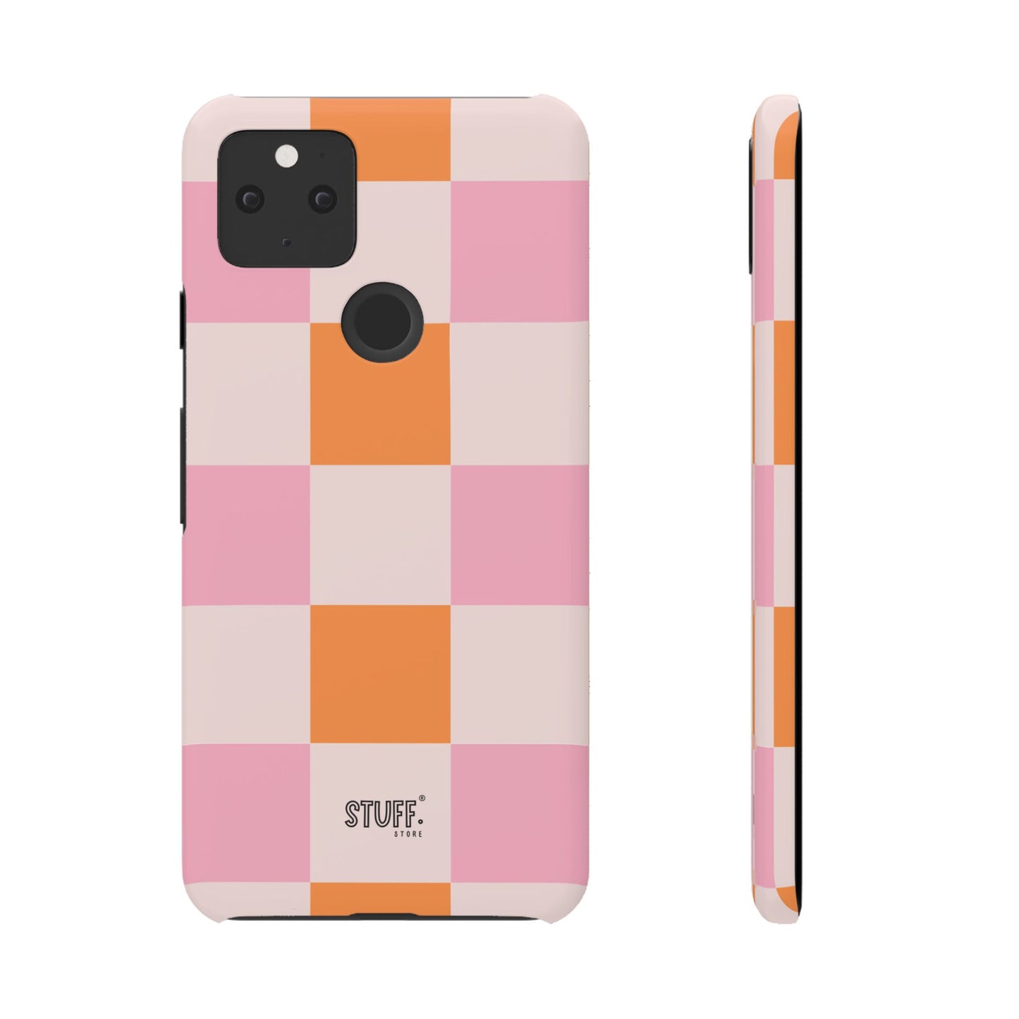 Peachy Case | Coque snap légère et résistante avec Design en Damier - Orange & Rose