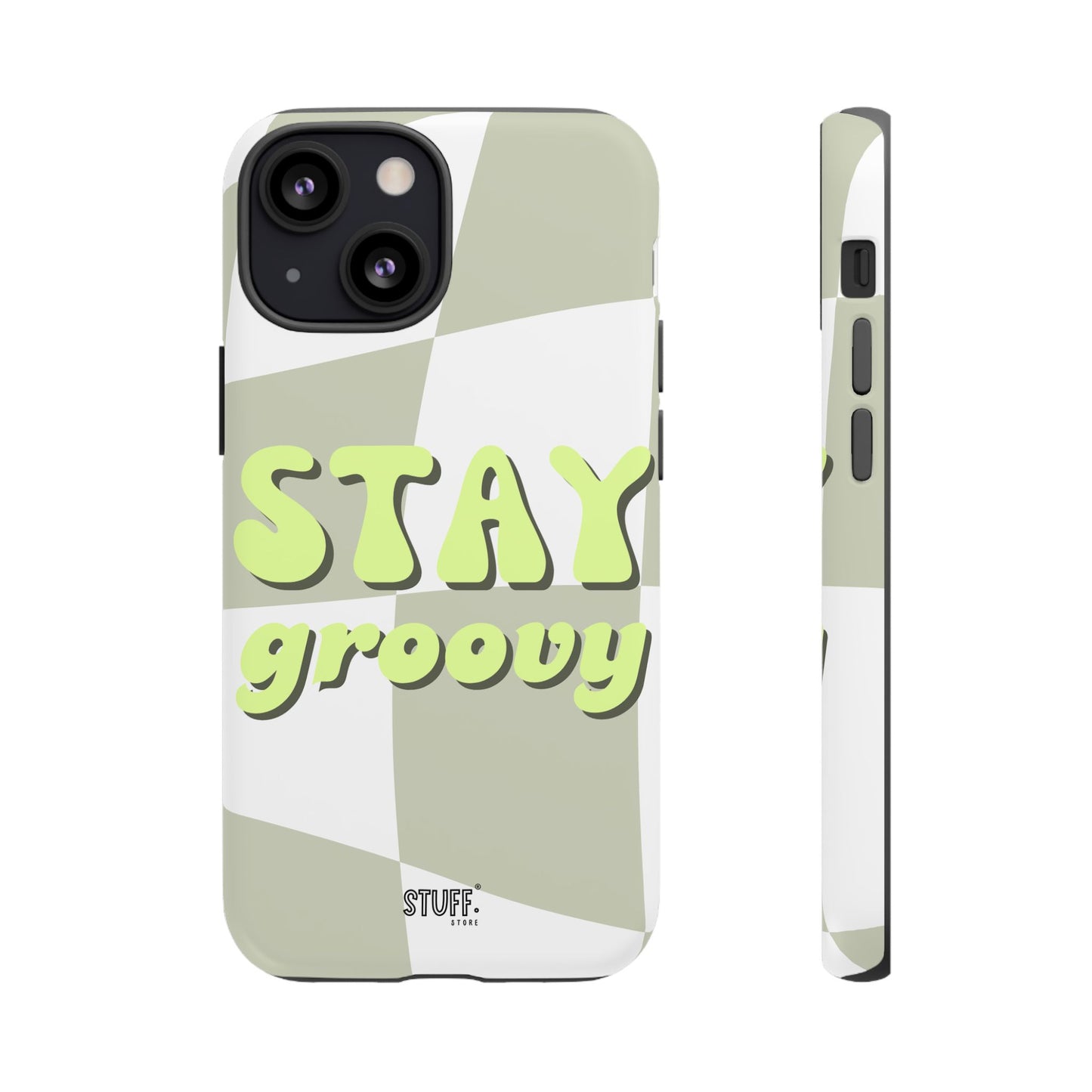 Groovy Case | Coque résistante double protection avec Design Rétro en Damier - Vert