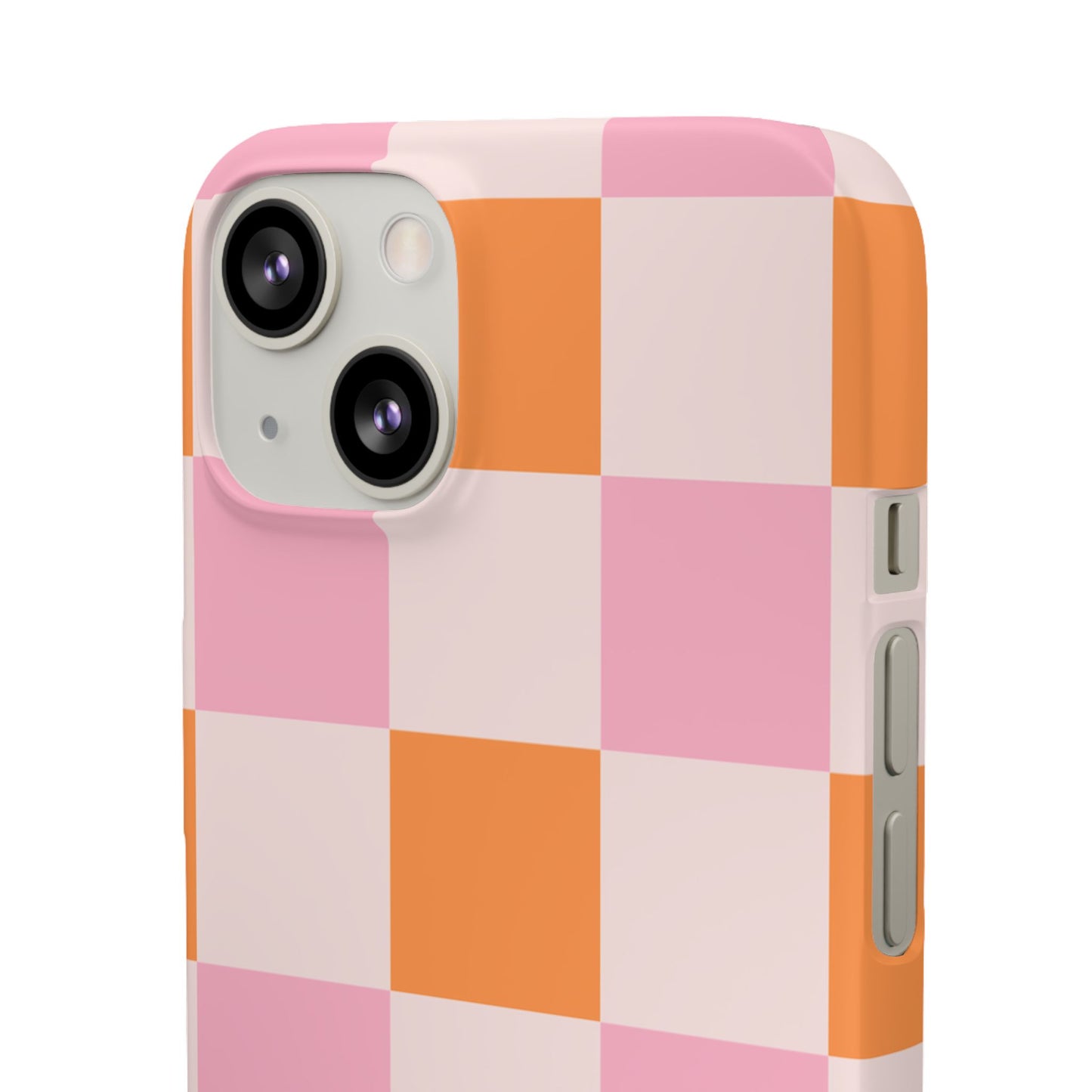 Peachy Case | Coque snap légère et résistante avec Design en Damier - Orange & Rose