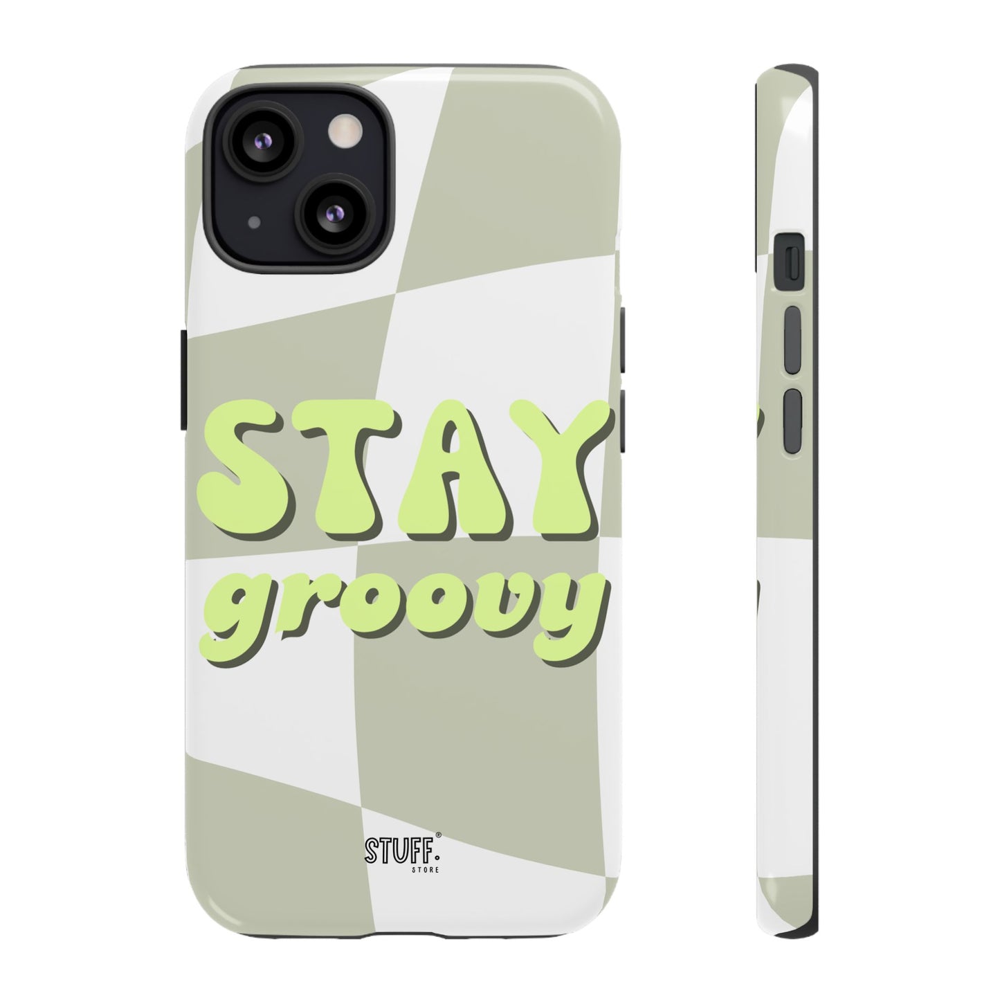 Groovy Case | Coque résistante double protection avec Design Rétro en Damier - Vert
