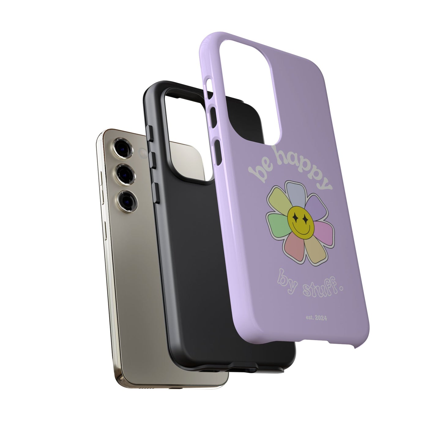 Be Happy Case | Coque résistante double protection avec Design Fleur Colorée