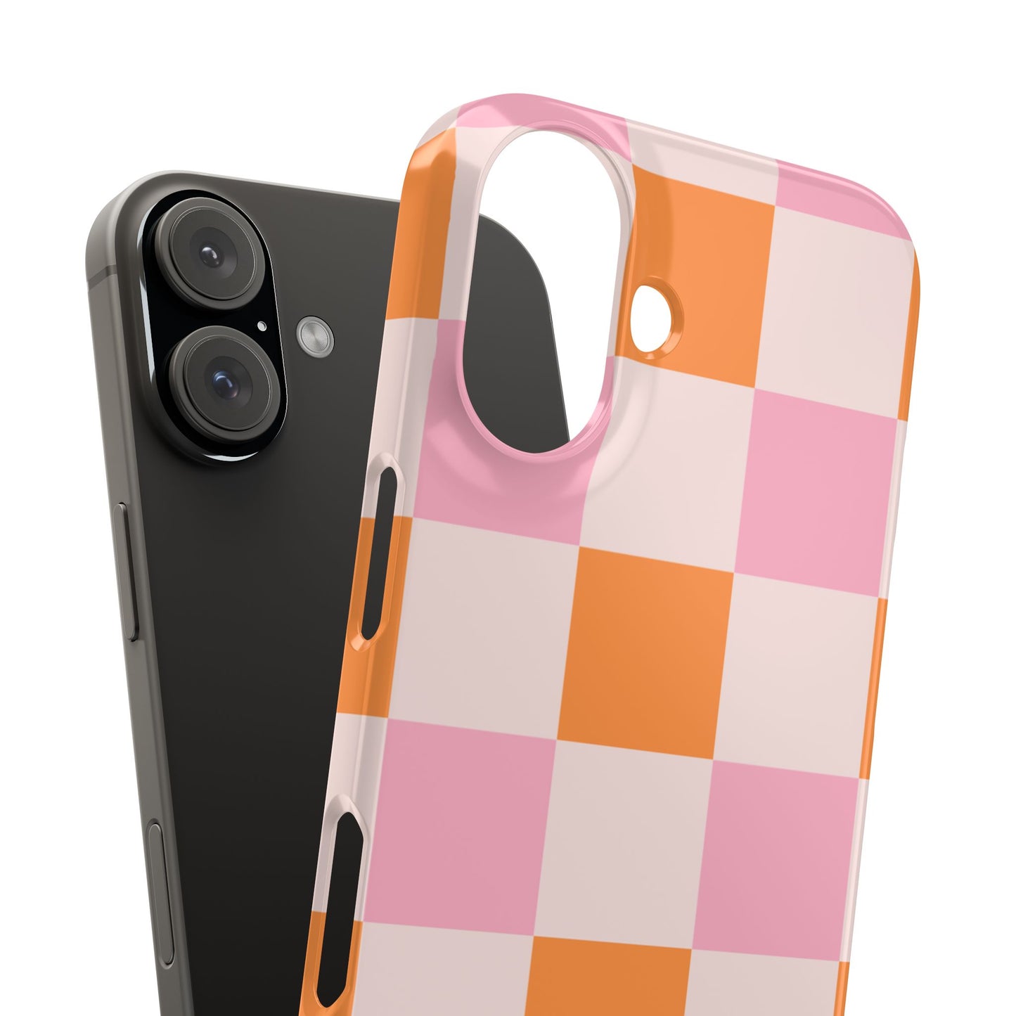 Peachy Case | Coque snap légère et résistante avec Design en Damier - Orange & Rose